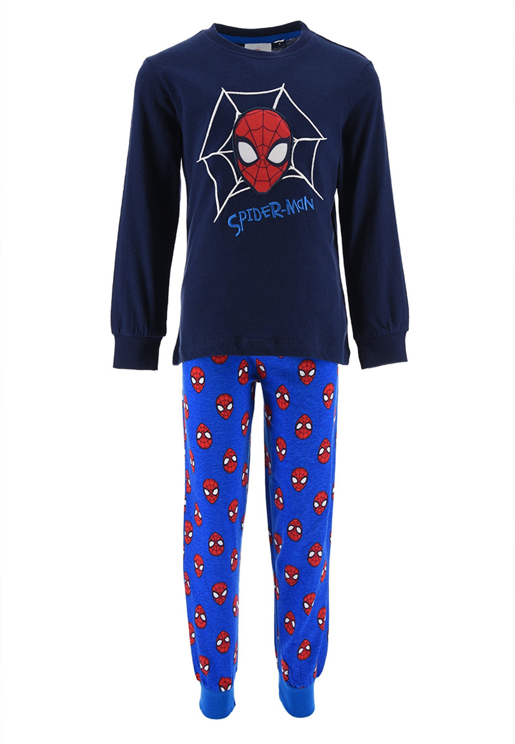 langarm Blau Schlafanzug (2 tlg) Spiderman Kinder Pyjama Jungen Nachtwäsche
