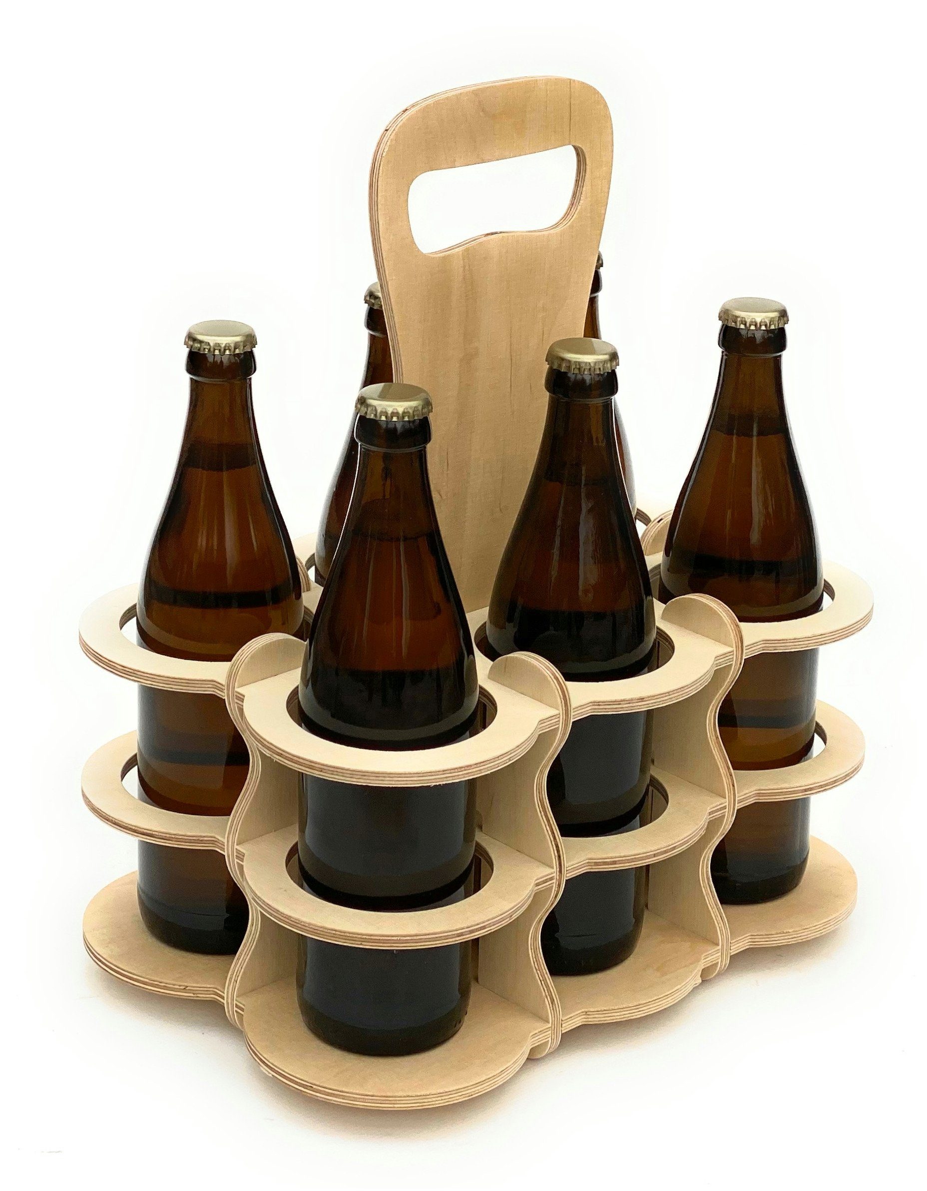 Flaschenkorb 96143 Bier Männerhandtasche Flaschenkorb 6 Flaschenträger Bierträger aus Holz DanDiBo Flaschen