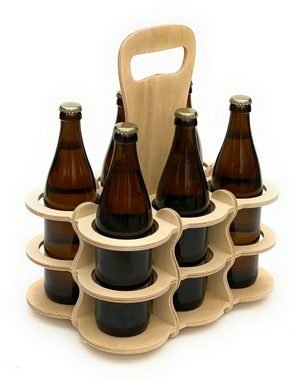 DanDiBo Flaschenkorb Bierträger aus Holz 6 Flaschen Flaschenträger 96143 Flaschenkorb Männerhandtasche Bier