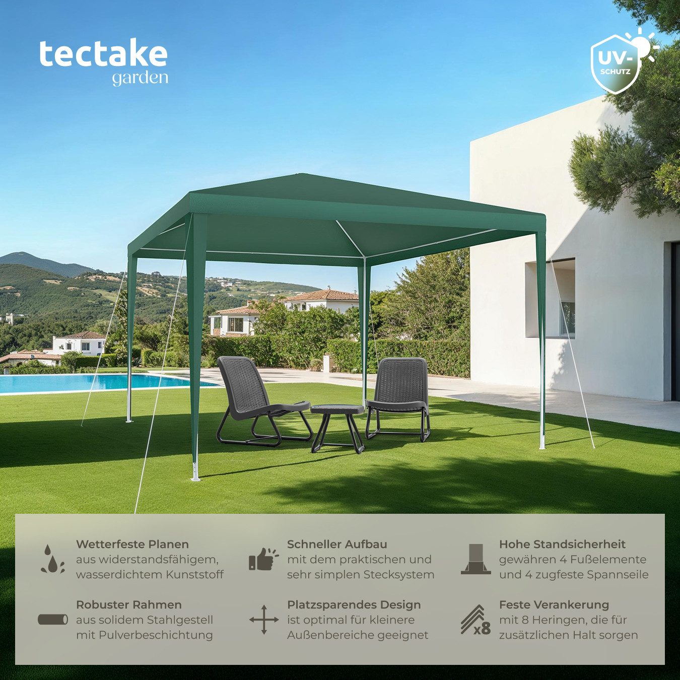 tectake Pavillon Farah, mit 0 Seitenteilen, günstig online kaufen
