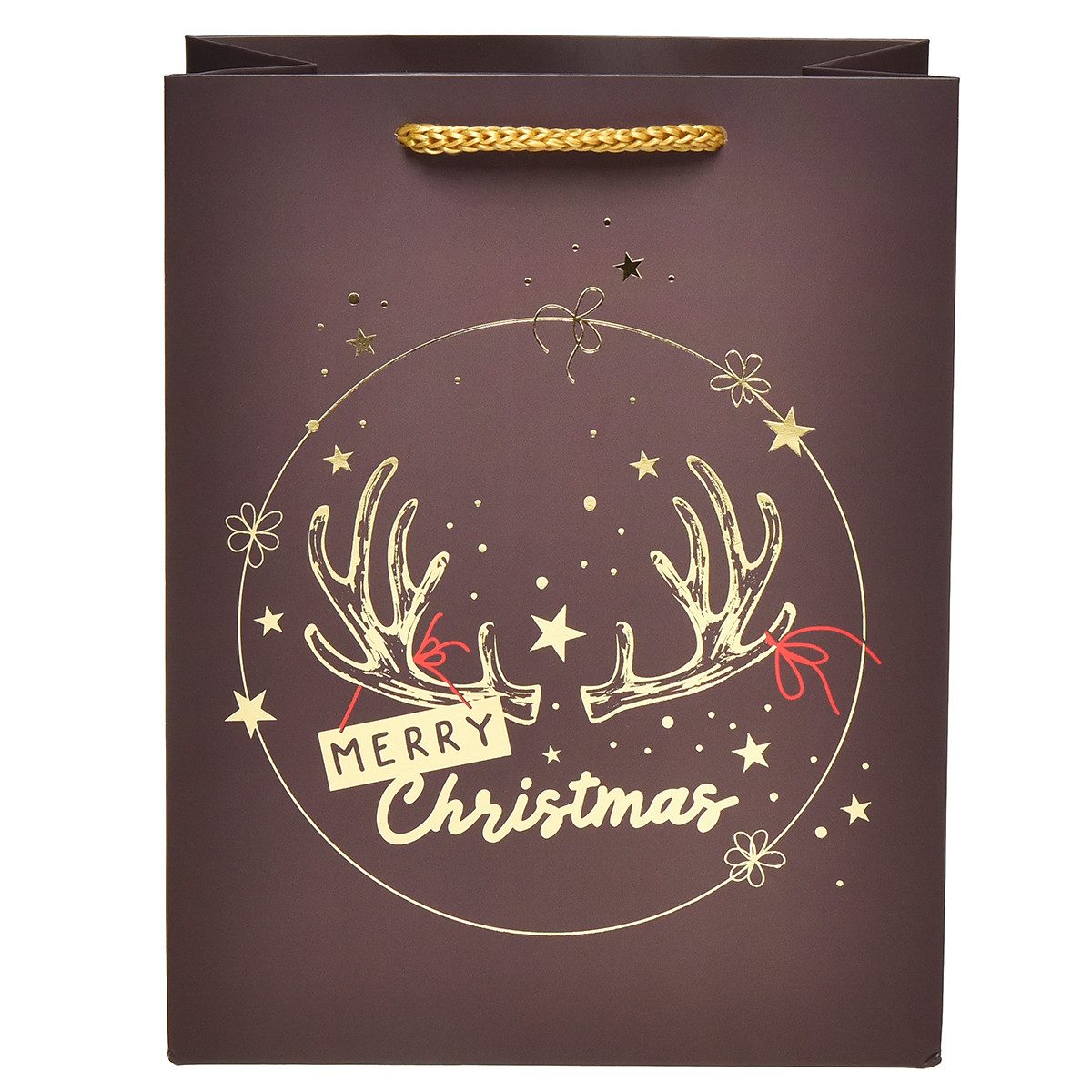 Florists Products Tragetasche Weihnachtliche Geschenktüte mit Geweih und festlichem Design, 2 Stück