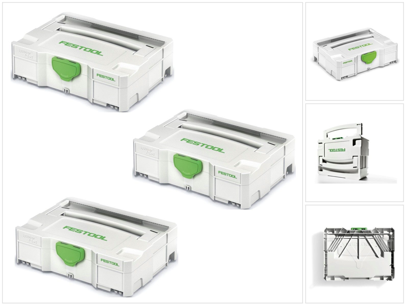 FESTOOL Werkzeugkoffer 3 x Systainer T-LOC SYS 1 TL Werkzeug Koffer lichtgrau koppelbar (49