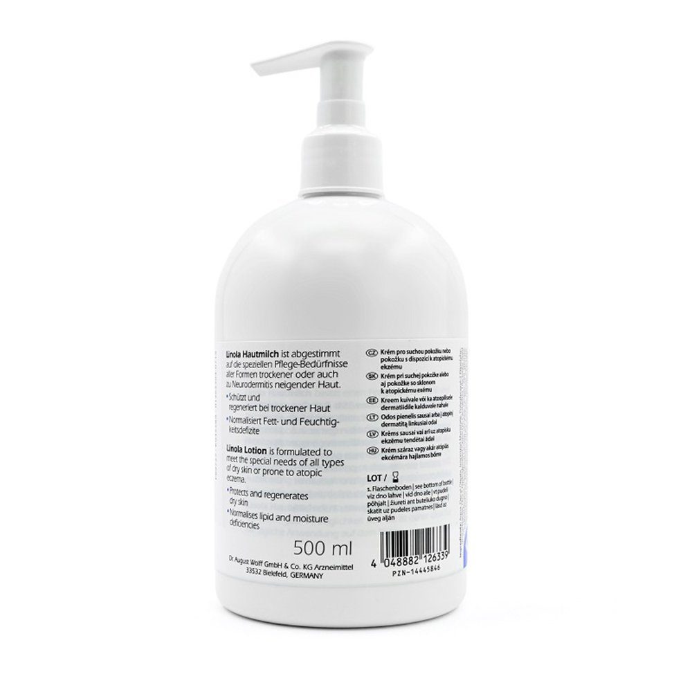 Linola Feuchtigkeitscreme Hautmilch Spender 500ml PZN 14445846