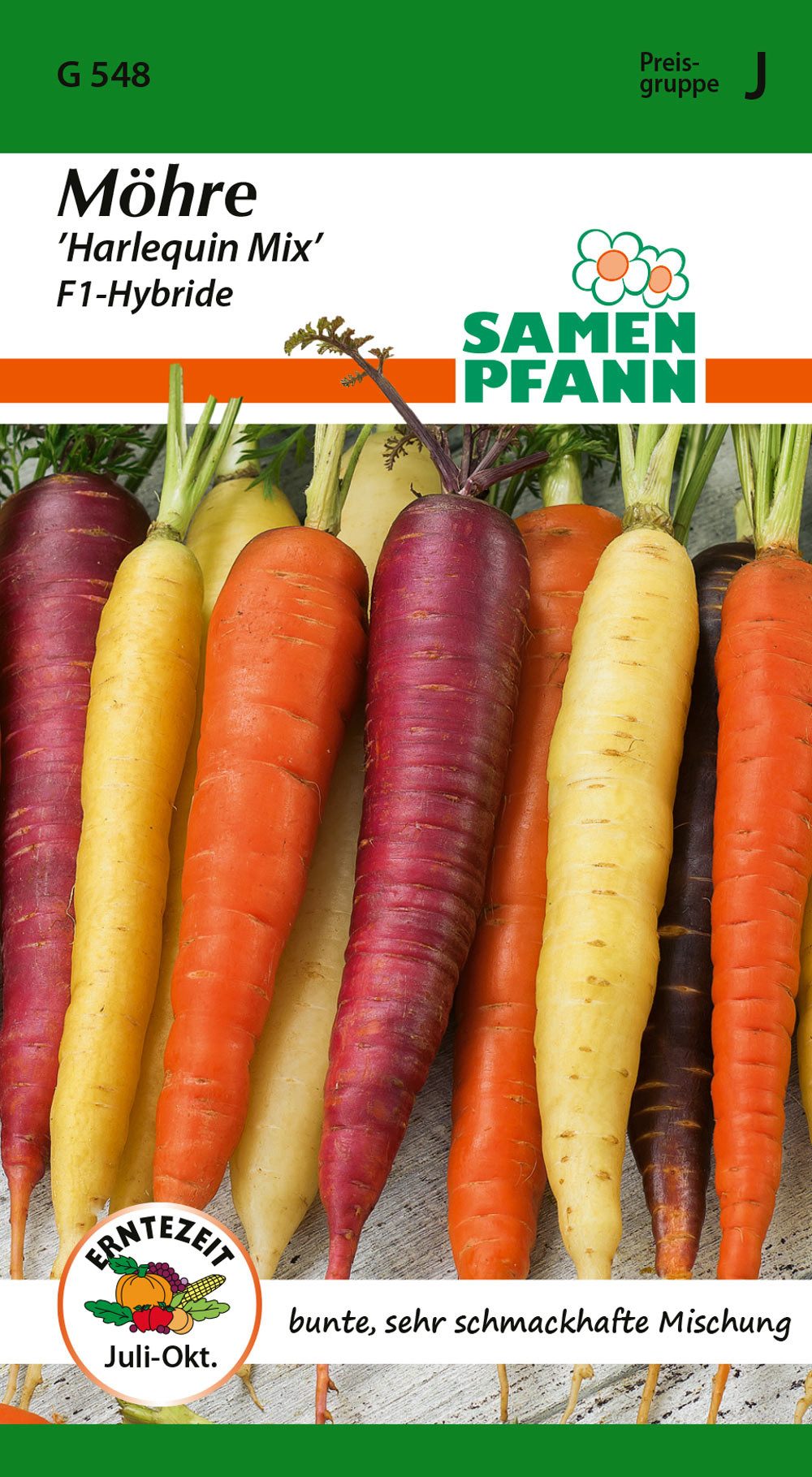SAMEN PFANN Gemüsesamen Möhre, Harlequin Mix F1 - Möhren-Samen Saatgut Samen, Daucus carota