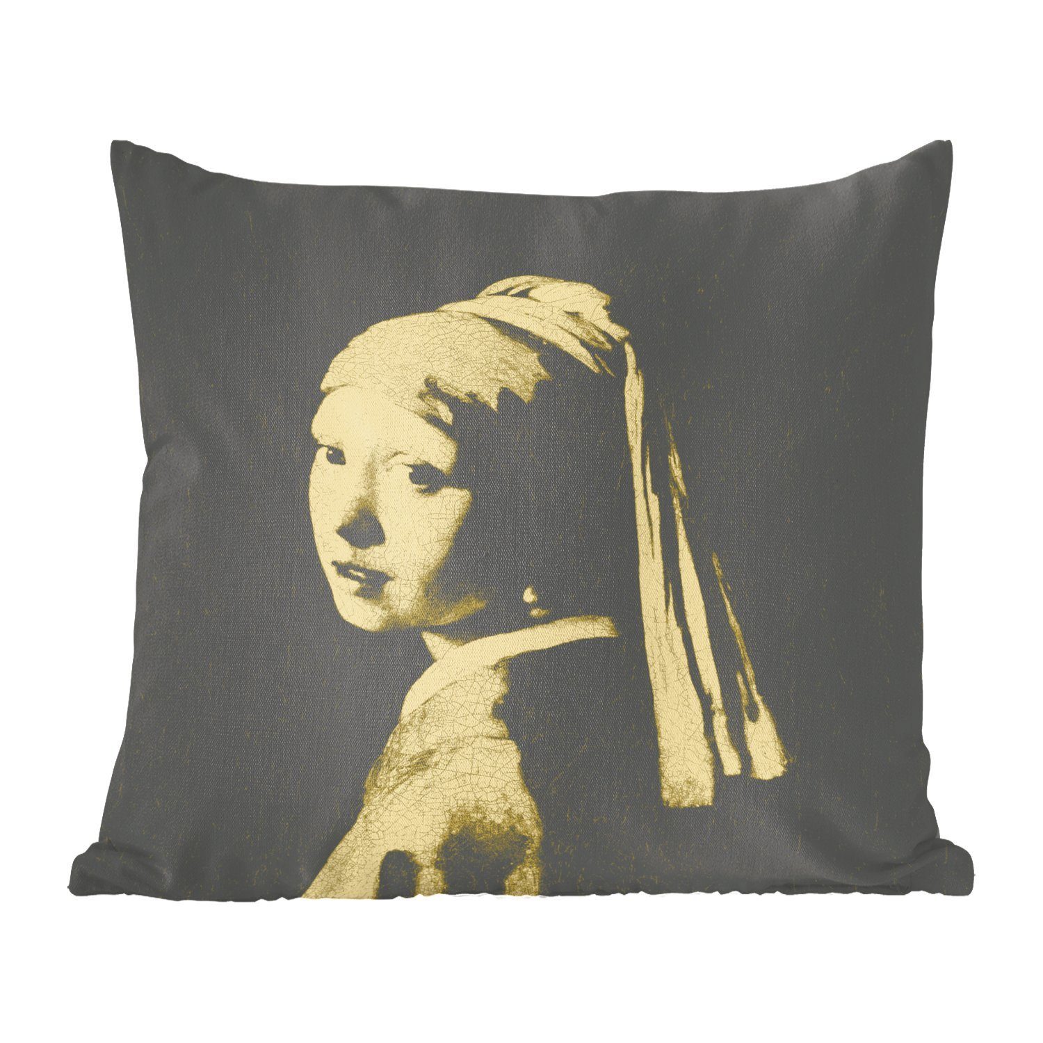 für Zierkissen - Vermeer Wohzimmer, Sofakissen mit Das Schlafzimmer, dem Kunst, Deko, Füllung - Mädchen Dekokissen mit MuchoWow Perlenohrring