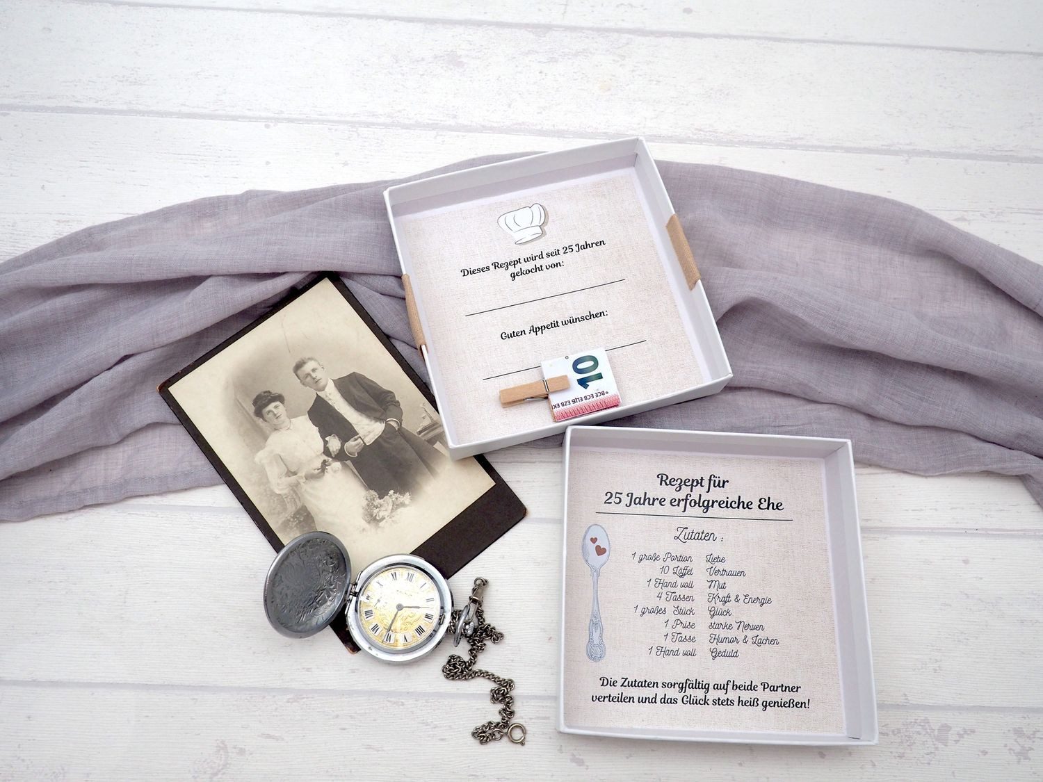 ZauberDeko Geschenkbox Geldgeschenk Verpacken Silberhochzeit Geschenk Rezept für 25 Jahre Ehe – Bild 4 von 5
