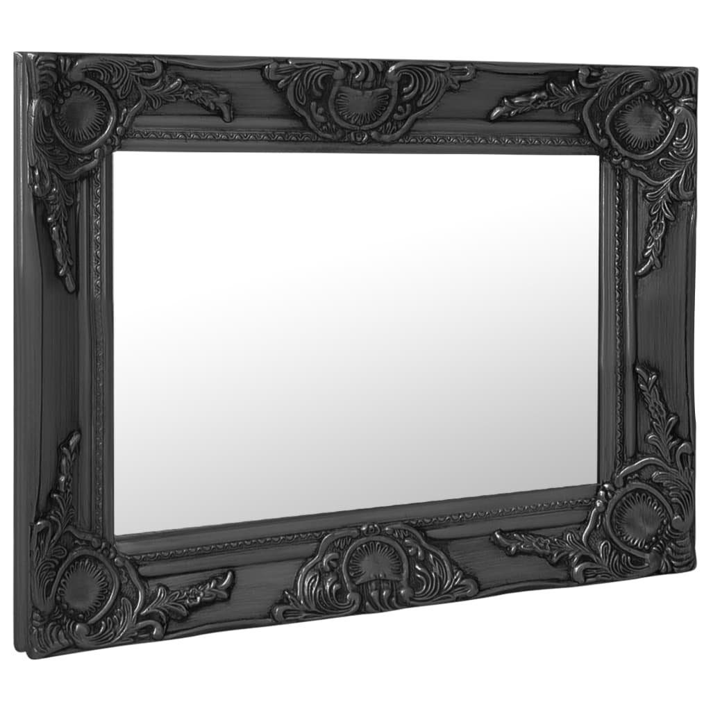 furnicato Wandspiegel Barock 50 x 40 cm Schwarz mit Massivholzrahmen (1-St), Dekorative Glasfläche mit abgeschrägter Kante für das Ankleidezimmer