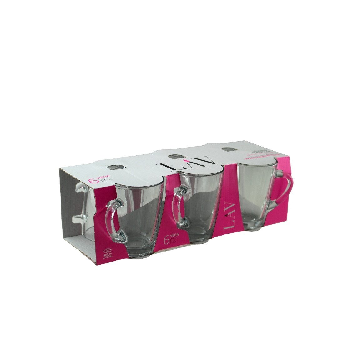 LAV Teeglas Vega Teegläser mit Henkel 270 ml - 6er Set für stilvollen Teegenuss, Glas, 6-teilig, 270 ml