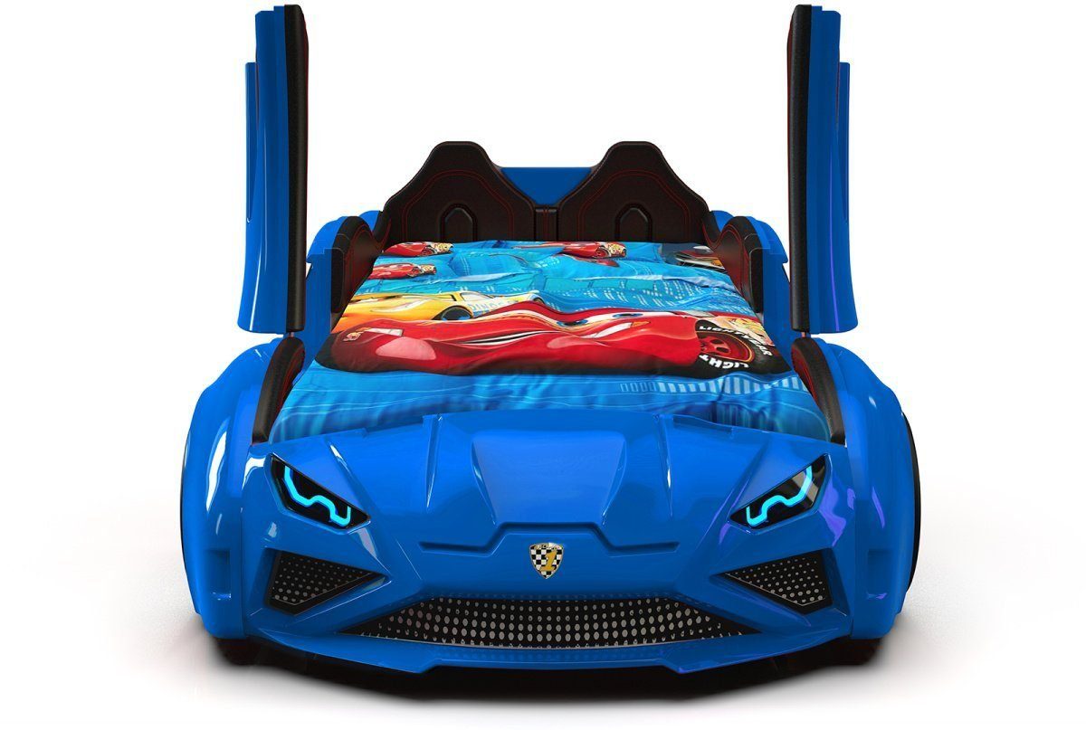 Aktürk Autobett Kinderbett Autobett Lambo Model mit Flügeltüren, Beleuchtung und Sound
