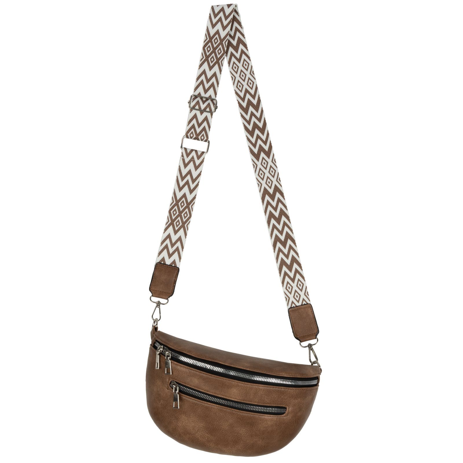 tragbar TAN Bauchtasche Schultertasche, Kunstleder Umhängetasche Crossbody-Bag Italy-De, CrossOver, als Umhängetasche Gürteltasche Hüfttasche EAAKIE