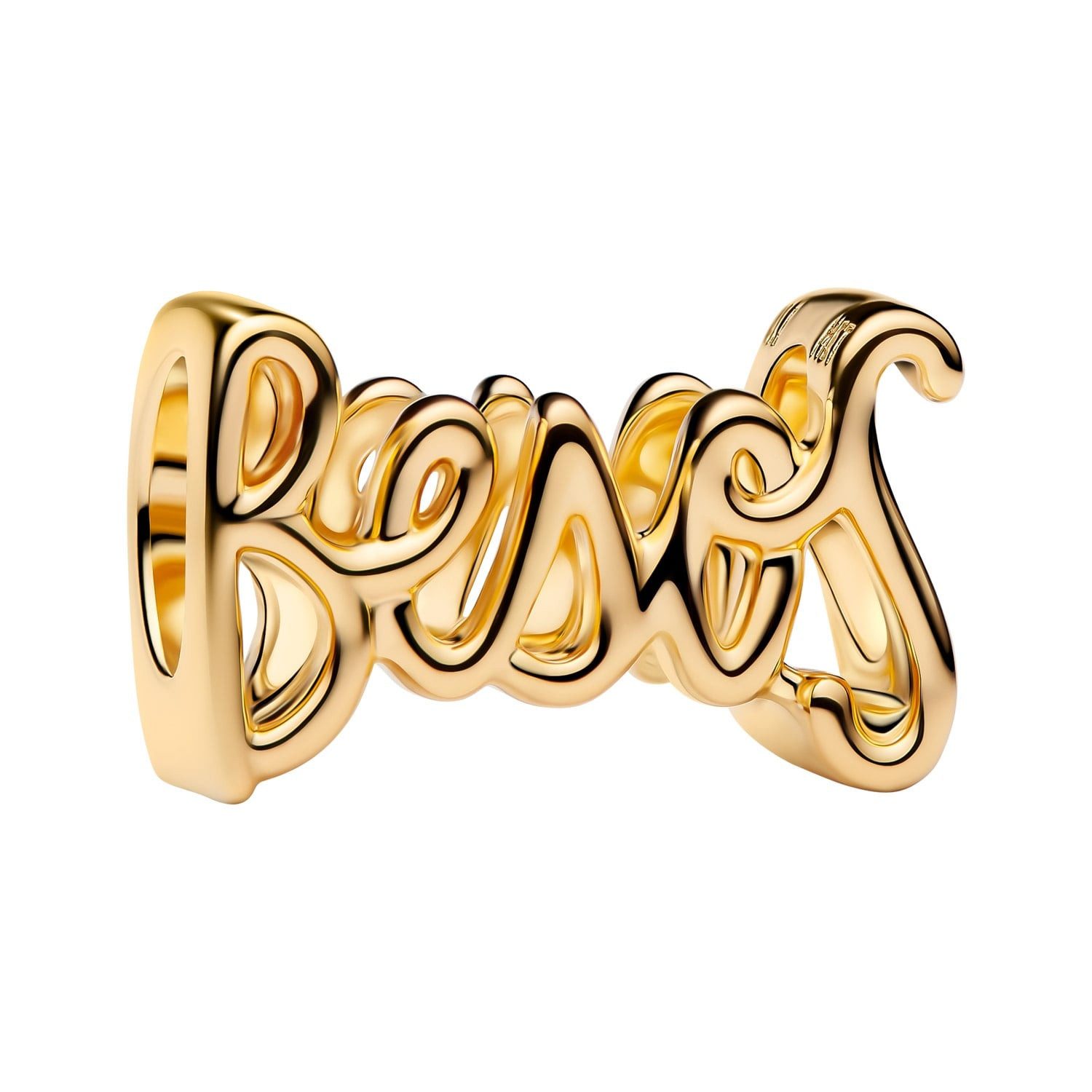 Pandora Bead Charm Goldfarben Handgeschrieben Besos