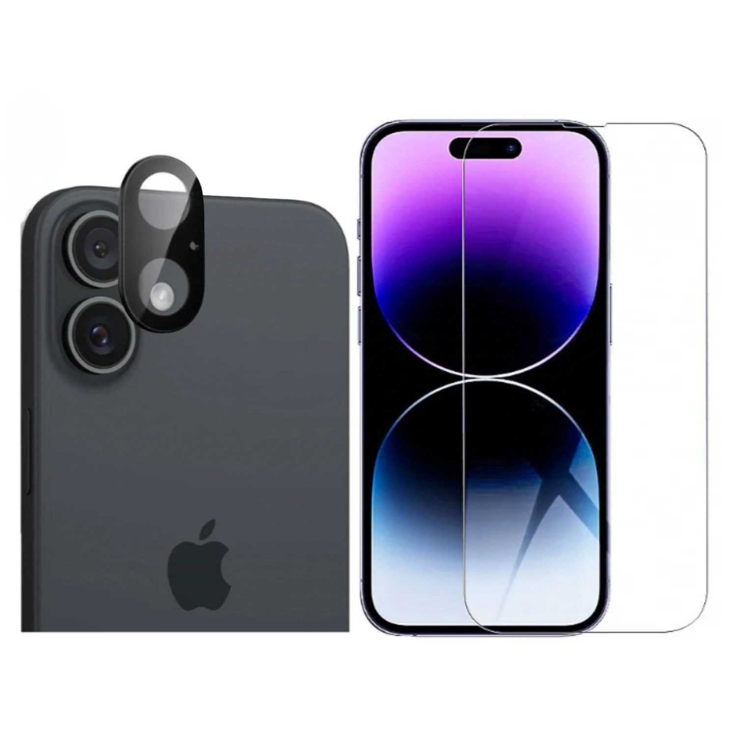 Displayschutzglas 1X Schutzfolie für iPhone 16 Plus Panzerfolie 1X Kameraschutz