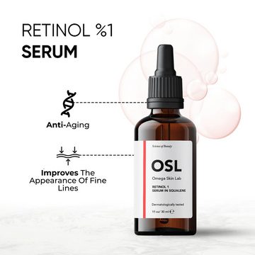OSL Omega Skin Lab Gesichtsserum Retinol 1 in Squalen-Serum 30 ml – freundliches Anti-Aging-Retinol-Ser