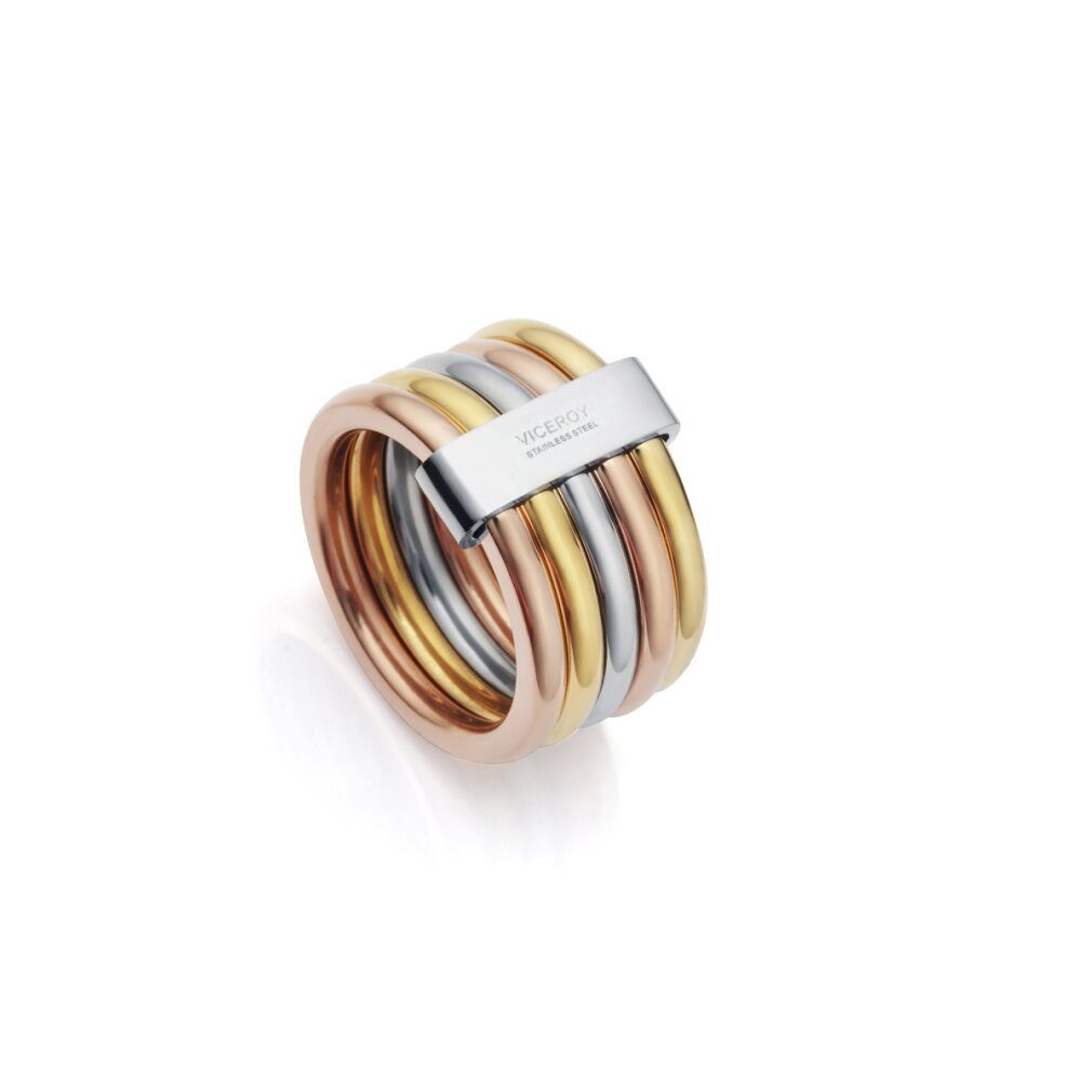 Viceroy Fingerring Luxusní tricolor prsten z oceli Chic 75305A01 - Circuit: 54 mm