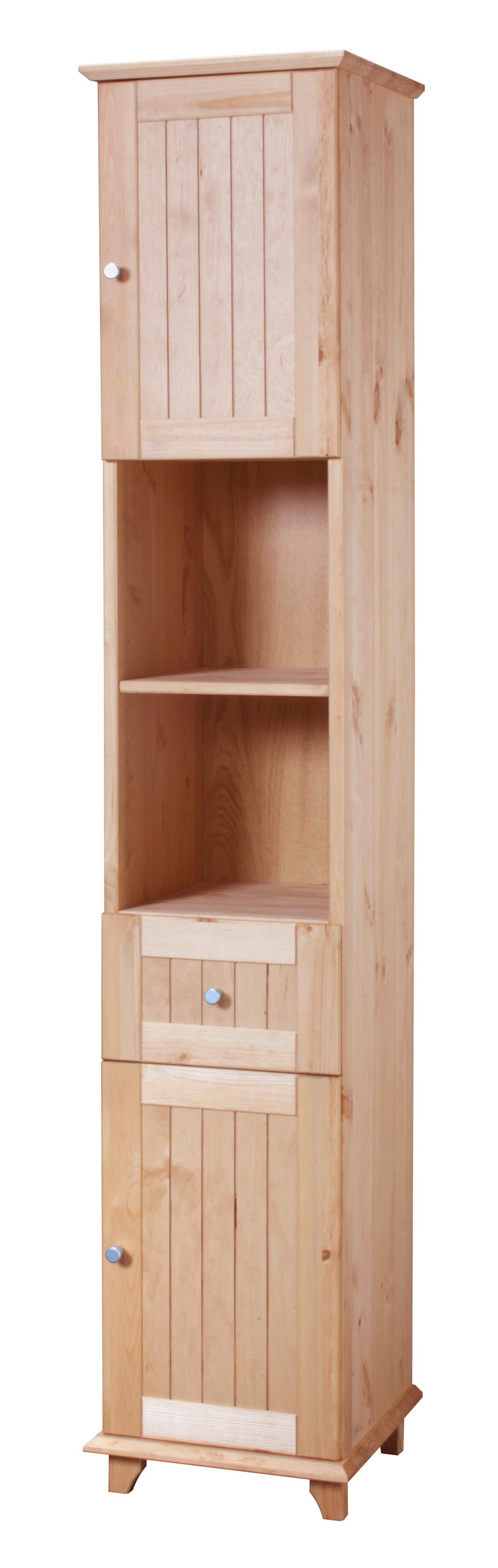 welltime Hochschrank Venezia Landhaus Breite 33 cm, aus hochwertigem Echtholz