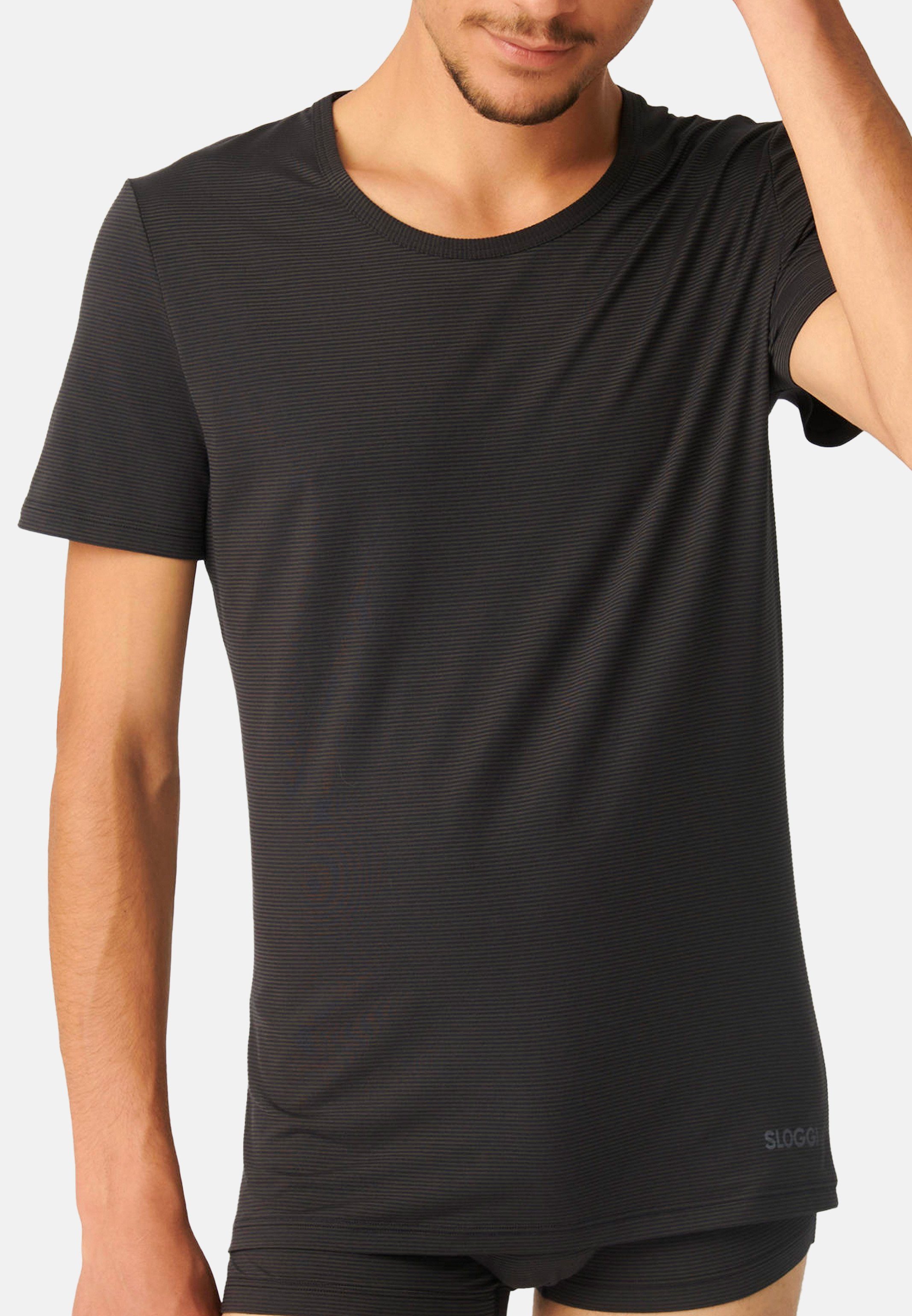 Sloggi Unterhemd Ever T-Shirt Kurzarm (1-St) Cool Kühl-Effekt Shirt Baumwolle mit - - Schwarz