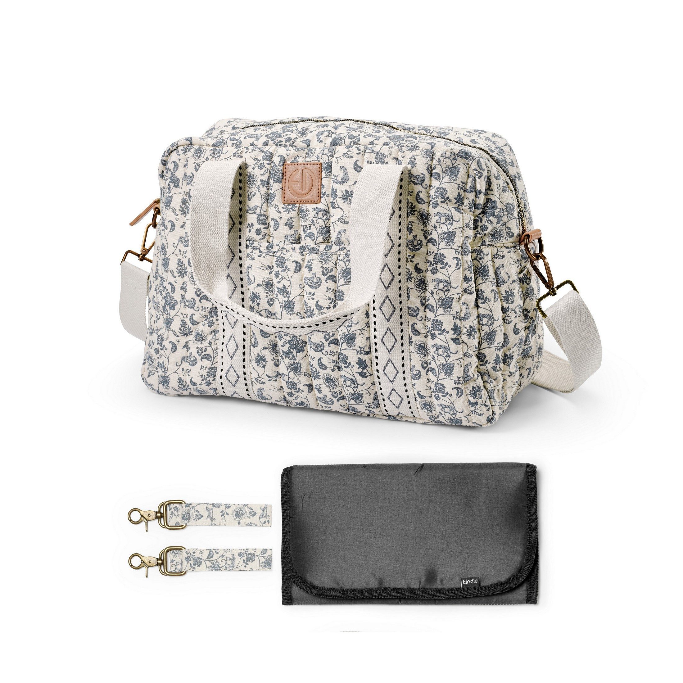 Elodie Wickeltasche Elodie - Wickeltasche - Garden Leo Toile 28x36 cm (Inkl. Trageriemen und Wickeltasche), Praktische Aufteilung