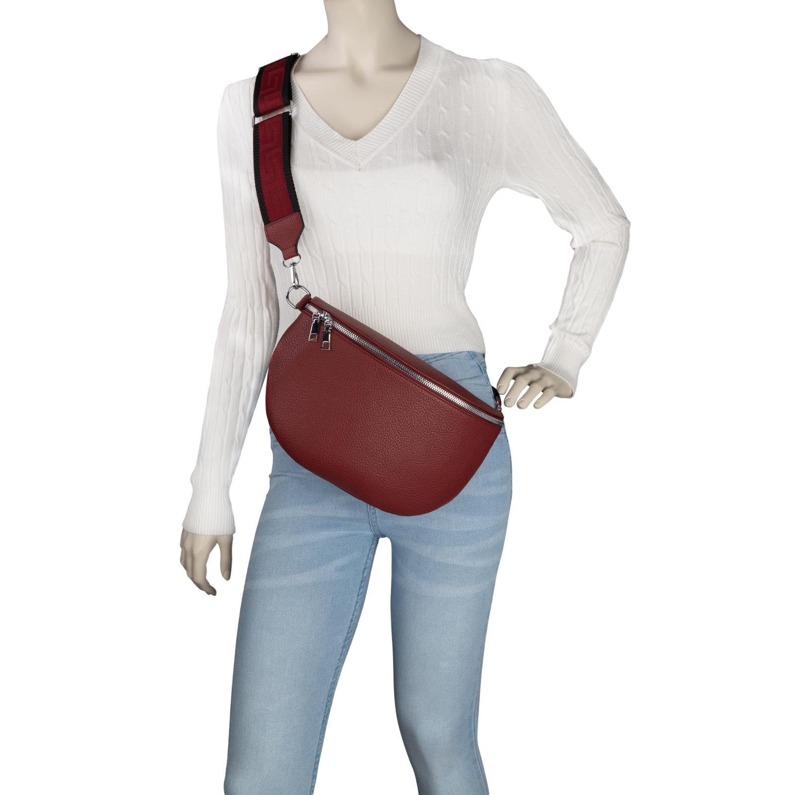 EAAKIE Gürteltasche Bauchtasche XL Umhängetasche Hüfttasche Schultertasche, Umhängetasche Crossbody-Bag CrossOver, PURPLE-RED Kunstleder tragbar als Italy