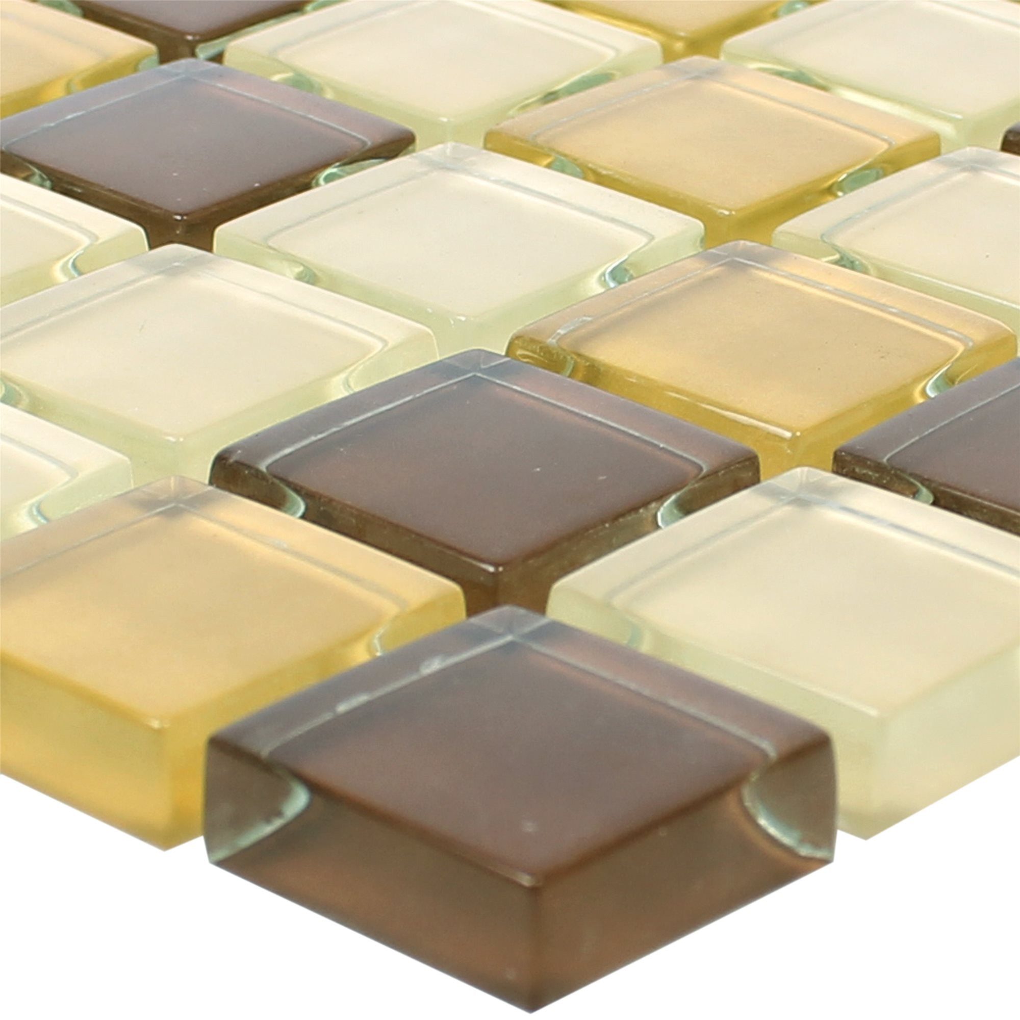 Mosafil Mosaikfliesen Glasmosaik Fliesen Navarino, Glas 30.000x30.000, beige-braun-hellbraun, Wasserfest