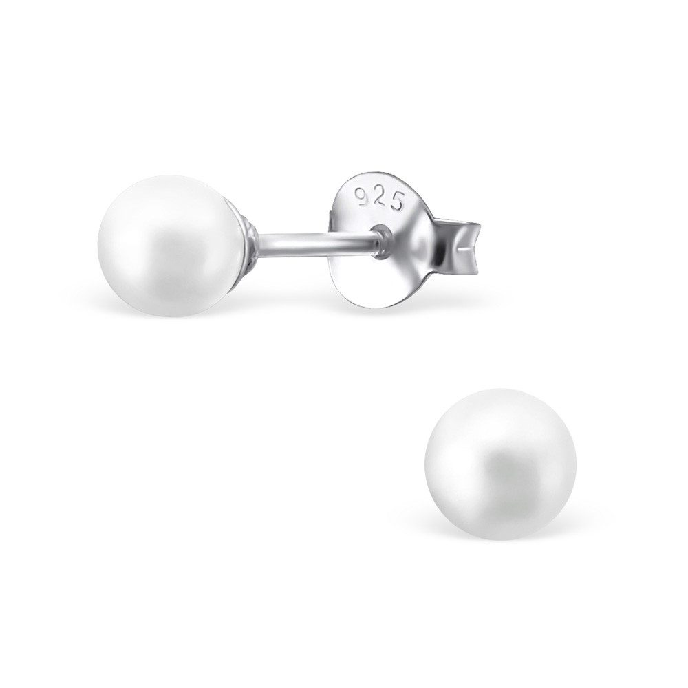 Ohrring-Set Ohrstecker Perle weiß klein aus 925 Silber Damen