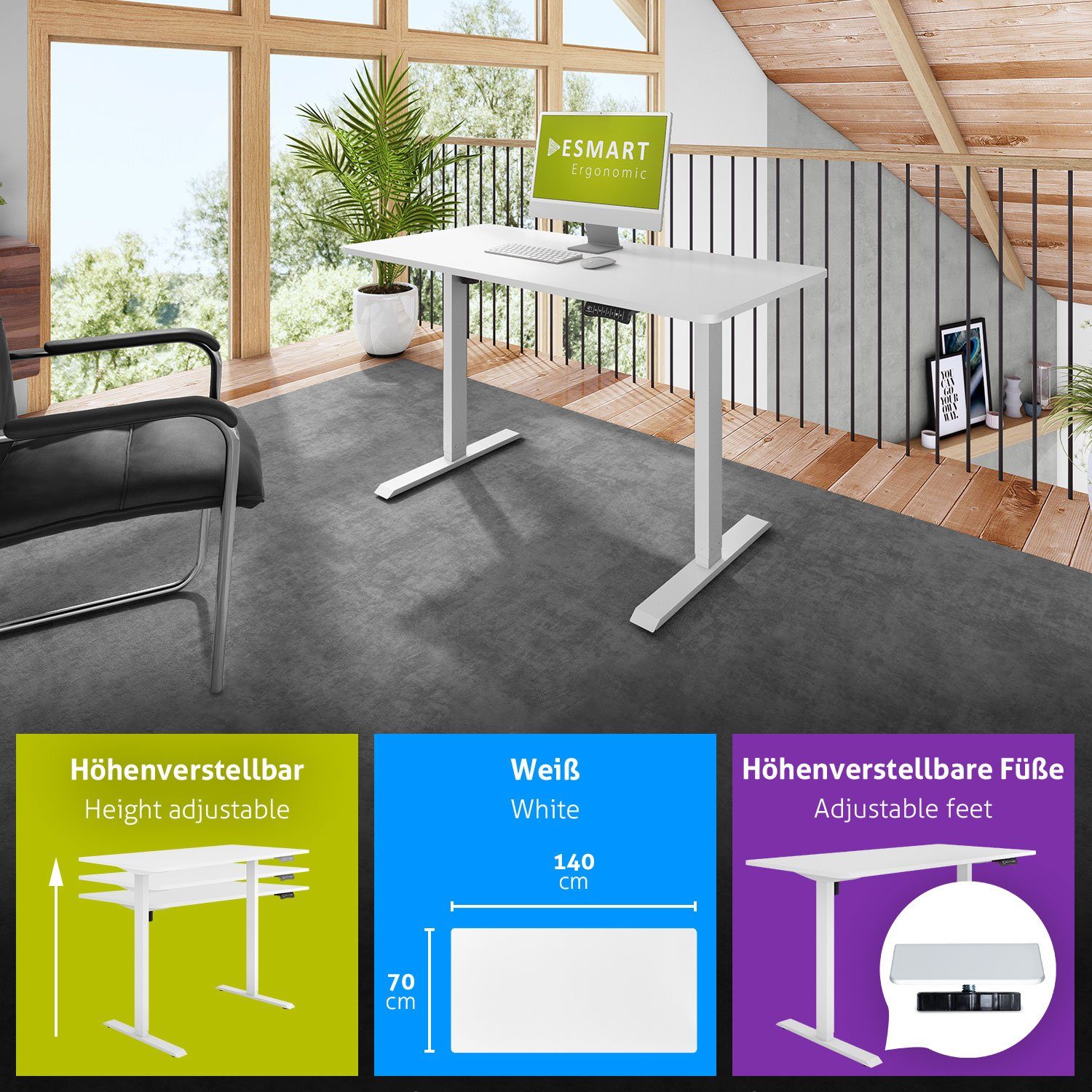 ESMART Schreibtisch ESMART Germany, ETX-121 Elektrisch günstig online kaufen