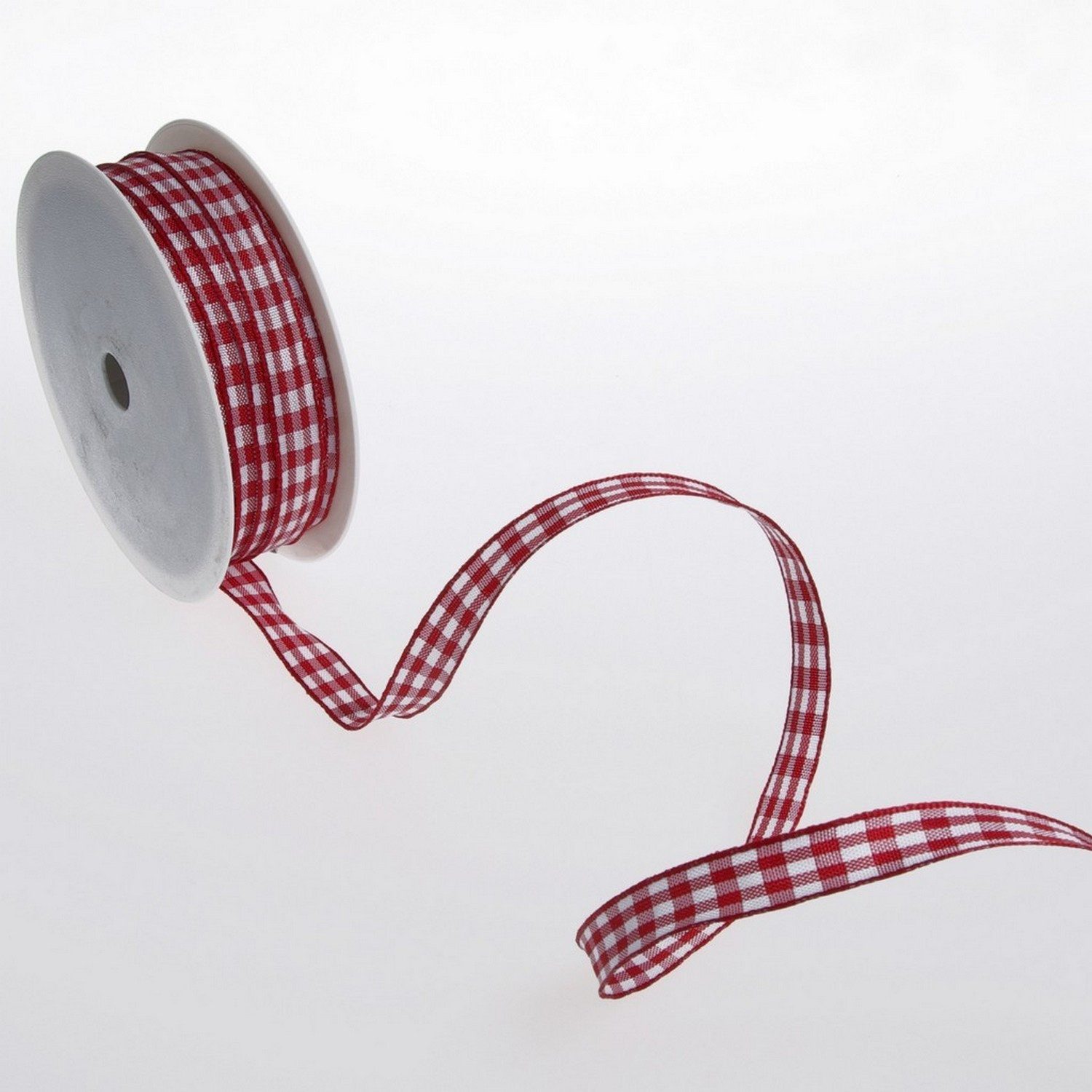 Deko AS Dekoband Karoband mit Drahtkante - rot - 12 mm auf 50 m Rolle - 64098 12 35