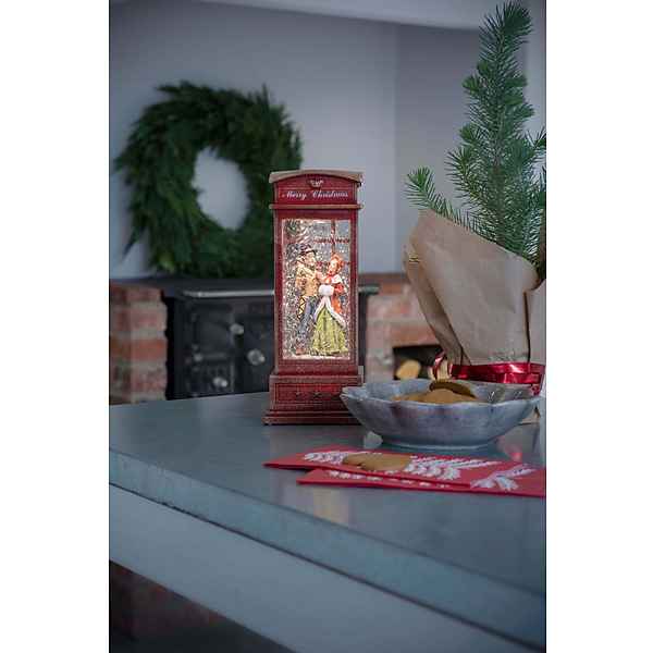 KONSTSMIDE LED Laterne »Weihnachtsdeko rot«, LED Telefonzelle Charles Dickens Style, wassergefüllt