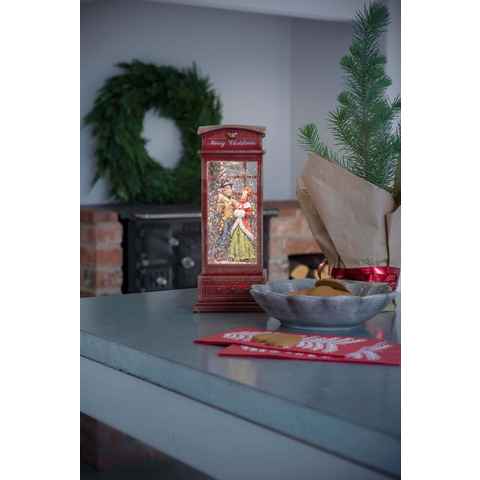 KONSTSMIDE LED Laterne Weihnachtsdeko rot, LED fest integriert, Warmweiß, LED Telefonzelle Charles Dickens Style, wassergefüllt
