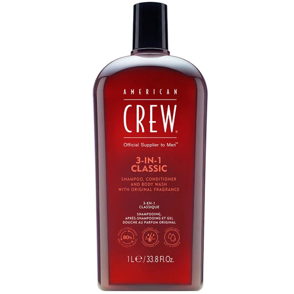 AMERICAN Haarshampoo Crew 3-in-1 Shampoo, Conditioner & Body Wash 1000ml