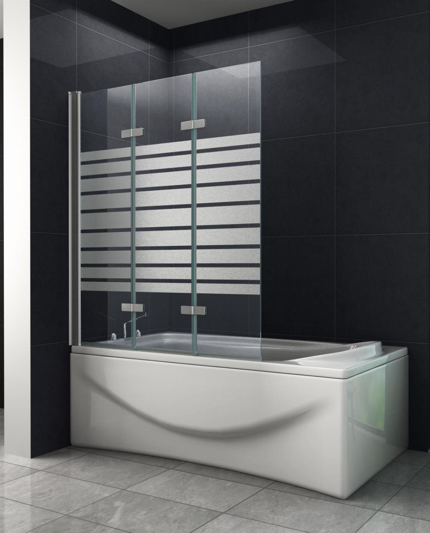 Home Systeme Badewannenaufsatz Duschwand Duschtrennwand Duschkabine Dusche Falttür Klarglas Satiniert