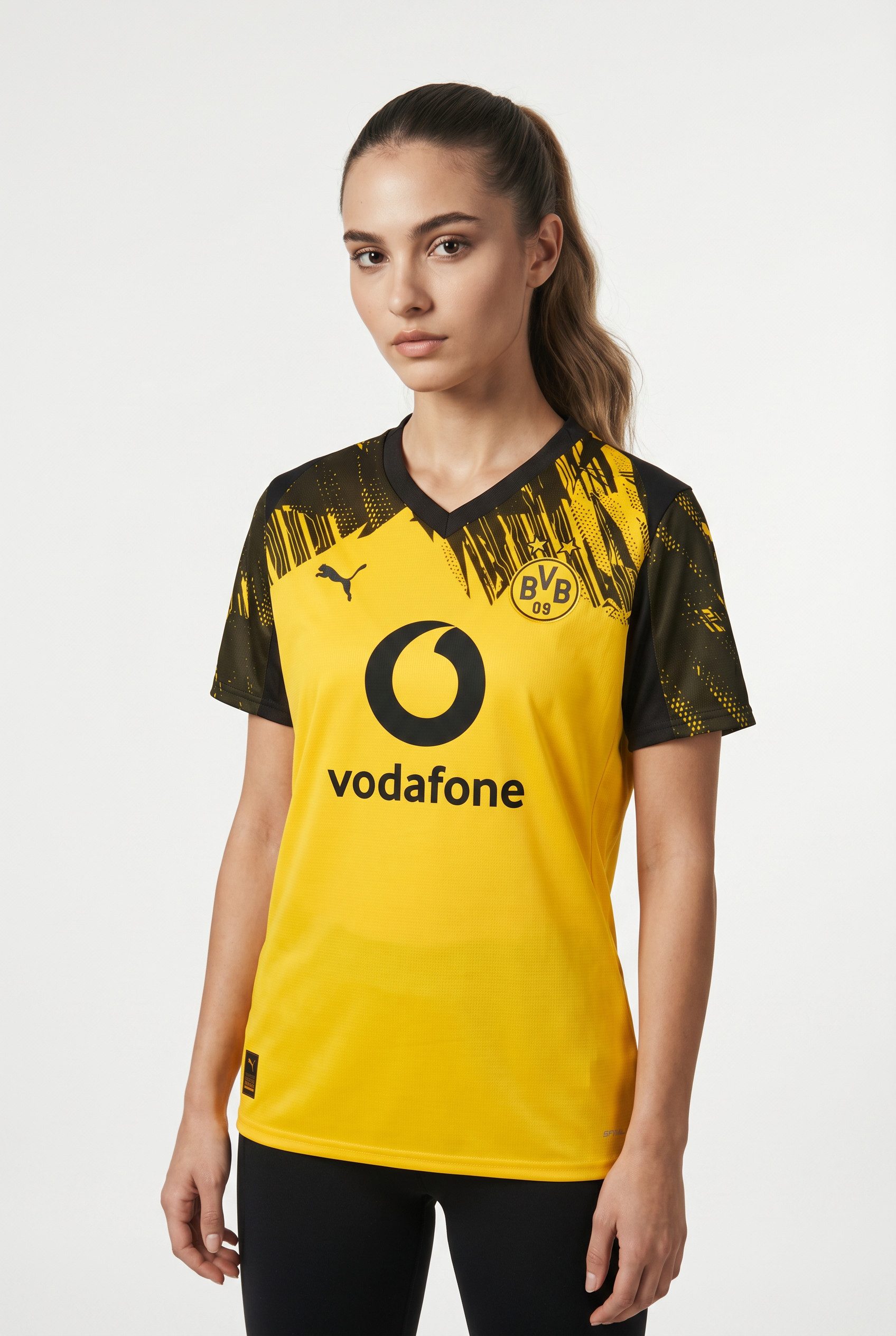 PUMA Fußballtrikot BVB HOME JERSEY REPLICA W WITH SPONSOR für Fußball, sportlicher Stil, ohne Kapuze, aus Webmaterial
