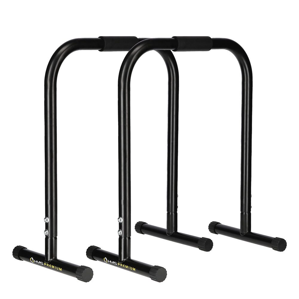 HMS Liegestützgriffe Parallettes Calisthenics Dipständer (Spar-Set, 2-St., 62 x 36 x 76 cm stabil), Rutschfeste Schaumstoffgriffe, Stahl, 2er-Set