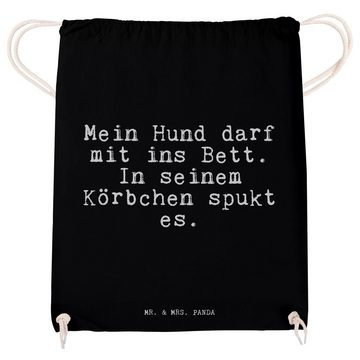 Mr. & Mrs. Panda Sporttasche Mein Hund darf mit... - Schwarz - Geschenk, Herz, Zitate, Tier, Turnb (1-tlg)