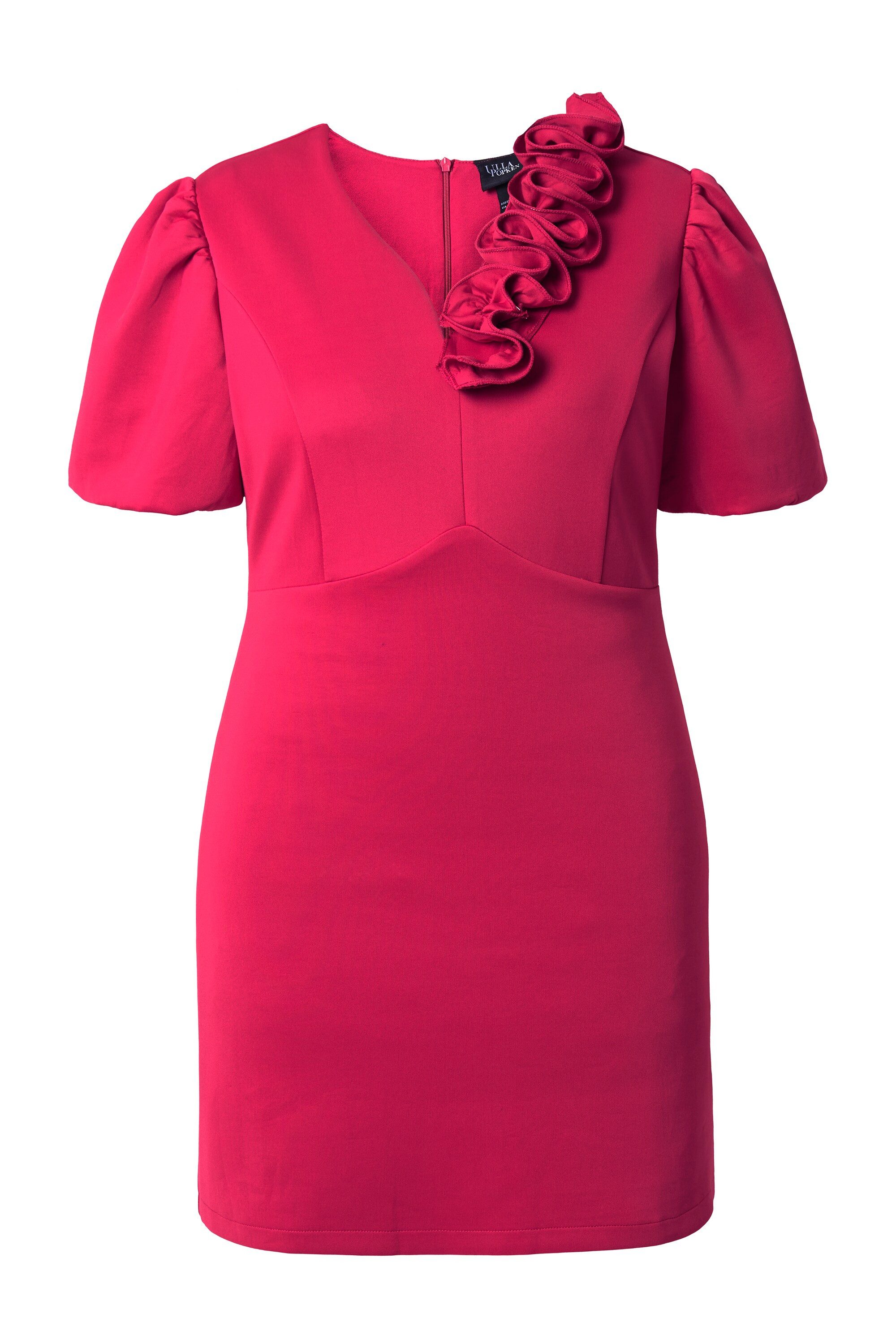 Ulla Popken Cocktailkleid Bodycon-Scubakleid 3D-Rosen Puff-Halbarm günstig online kaufen