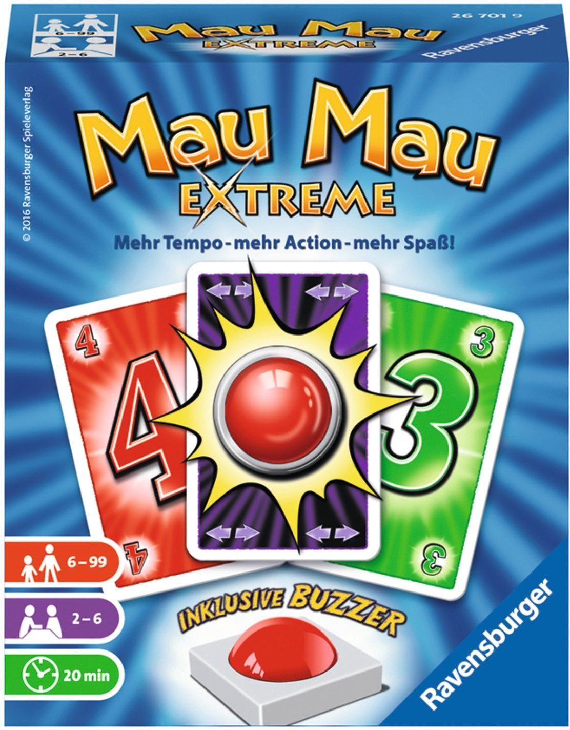 Ravensburger Spiel, Mau Mau Extreme, Made in Europe, FSC® - schützt Wald - weltweit