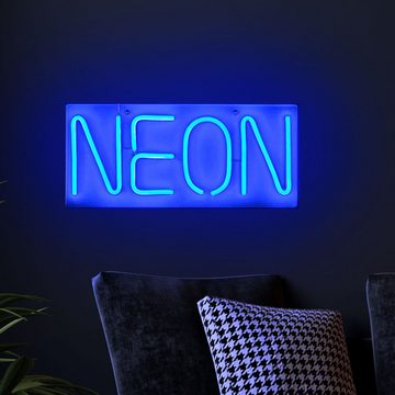 etc-shop Dekolicht, LED-Leuchtmittel fest verbaut, Blau, Neonlicht Wandlampe Dekoleuchte Wandschild Partylicht im Schriftzug