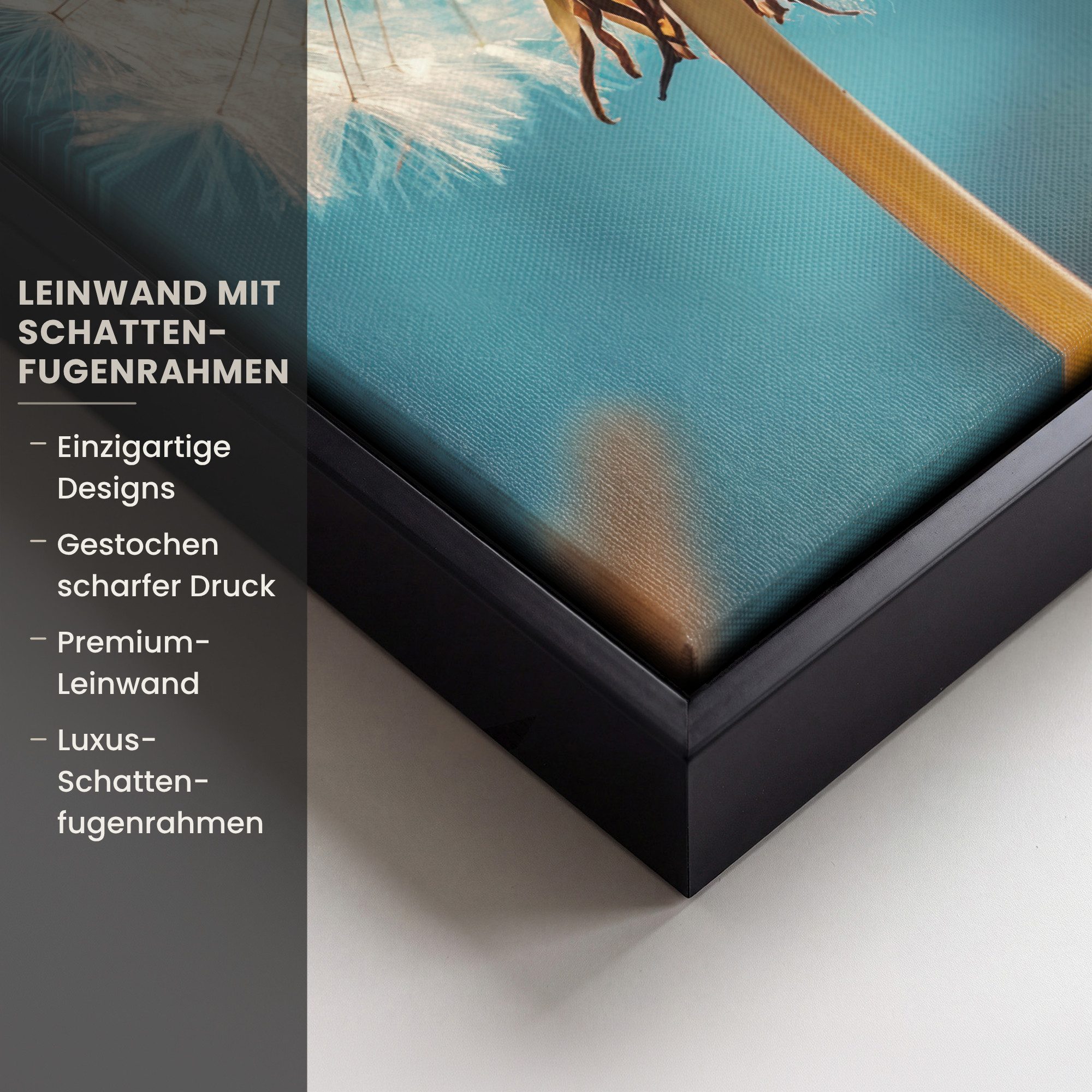 OneMillionCanvasses® Leinwandbild mit Rahmen - Löwenzahn - Natur - Blumen - Blau, Fotodruck (1 St), Deko für Wohnzimmer Schlafzimmer Küche 20x30cm