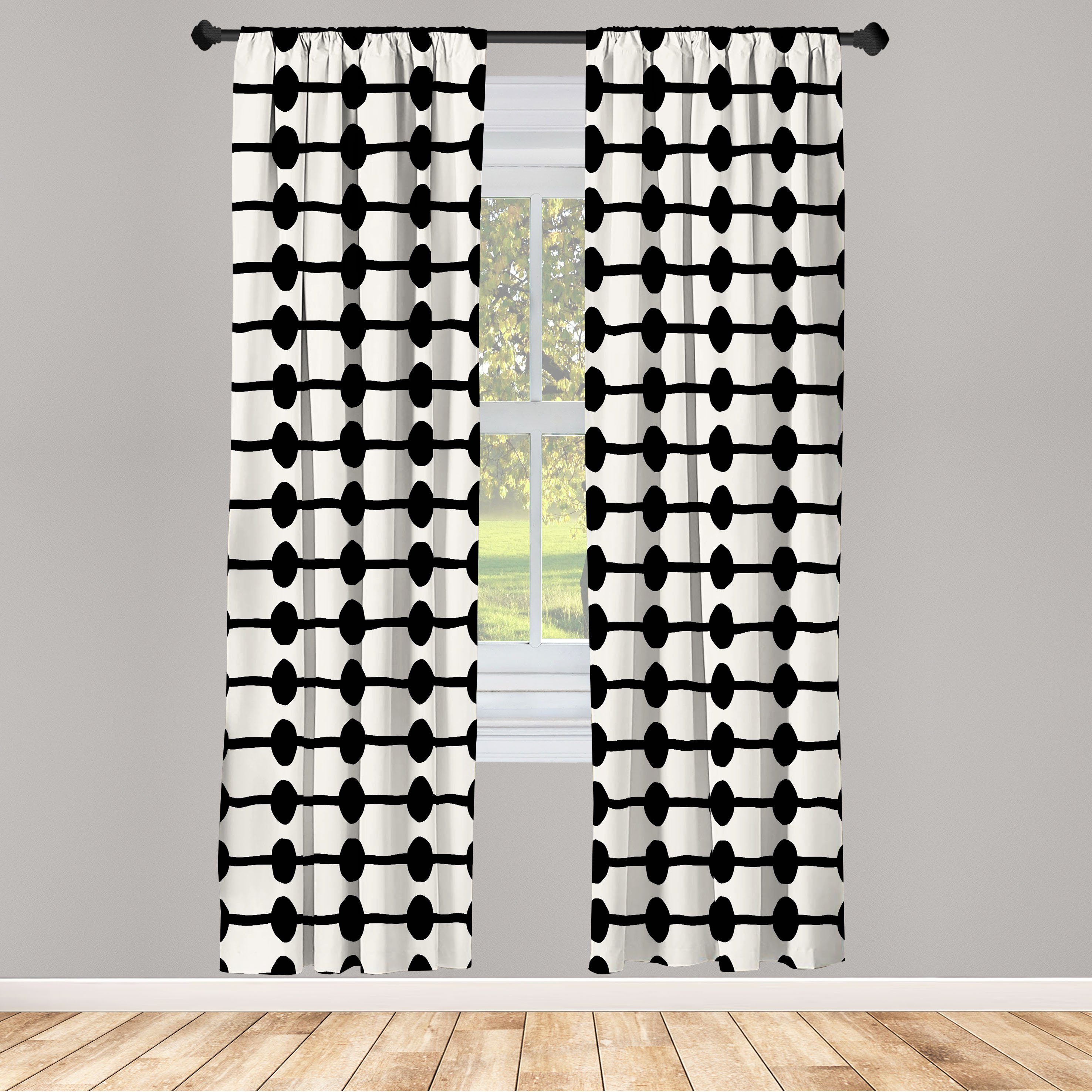 Gardine Vorhang für Wohnzimmer Schlafzimmer Dekor, Abakuhaus, Microfaser, Geometrisch Minimalist Herz-Linie