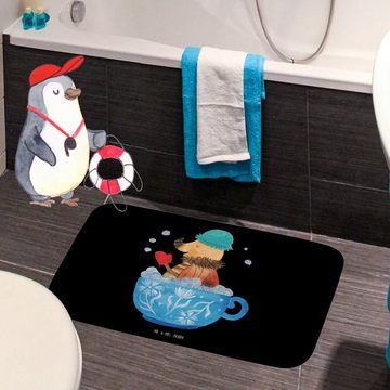 Badematte Nachtfalter Schaumbad - Schwarz - Geschenk, Badezimmer, lustige Sprüc Mr. & Mrs. Panda, Höhe 1 mm, 100% Polyester, rechteckig, Anti-Rutsch Sicherheit