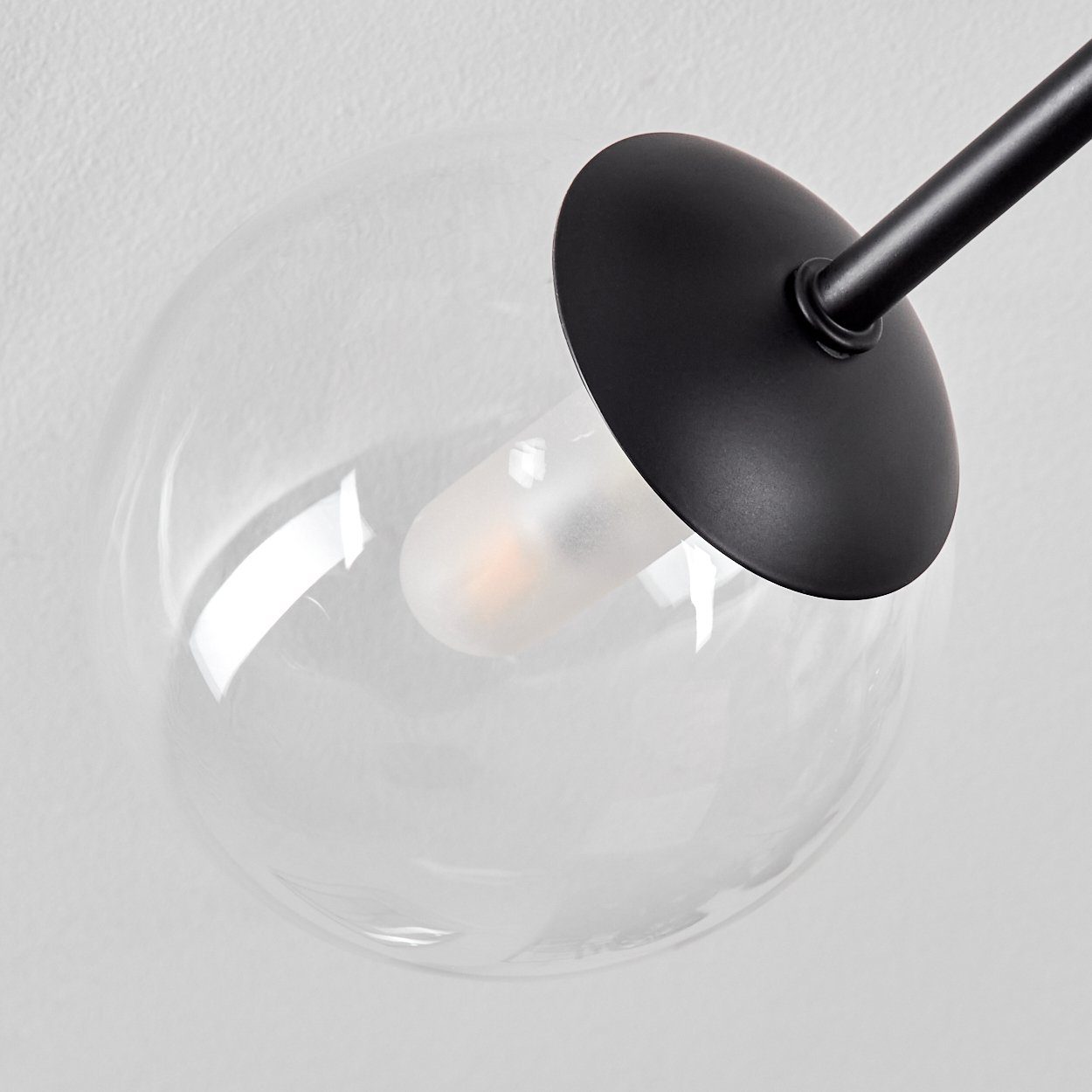 3x 44ezimmer Deckenleuchte Schwarz/Klar, Metall/Glas mit moderne aus G9 hofstein Glas in Leuchte Deckenlampe ohne aus Schirmen geeignet, (10cm), IP Leuchtmittel,