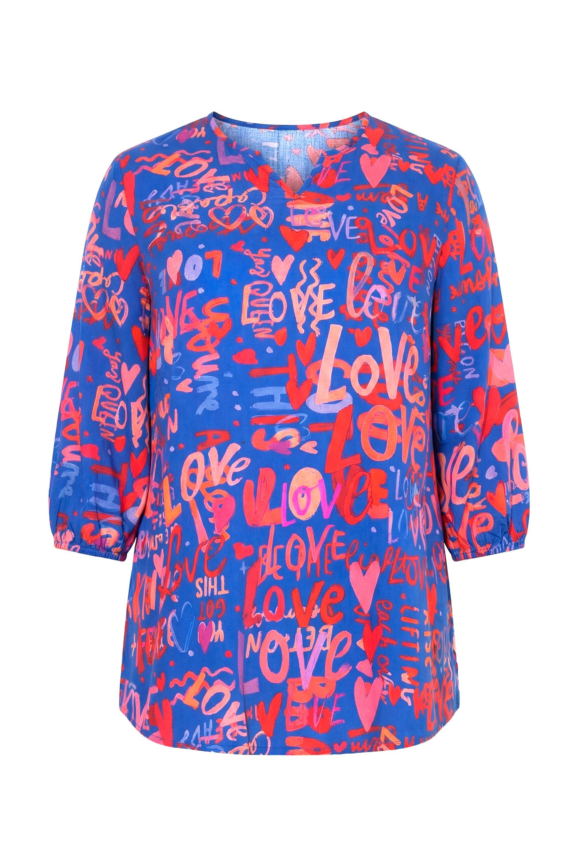Angel of Style Tunika Bluse LOVE-Muster Schlupfform 3/4-Ärmel