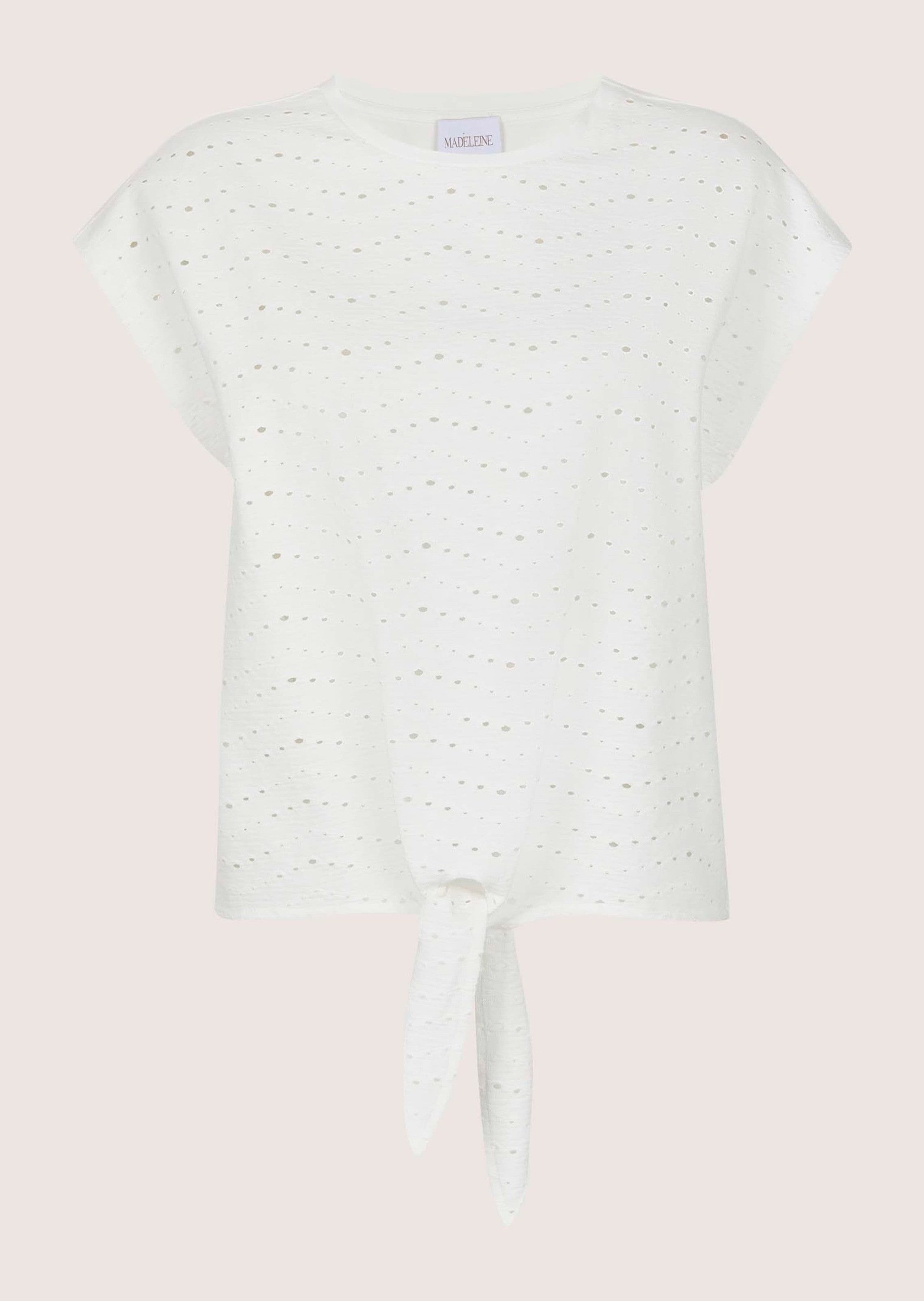 Kurzarmshirt Shirt mit Lochstickerei, Kurzarm, Rundhals