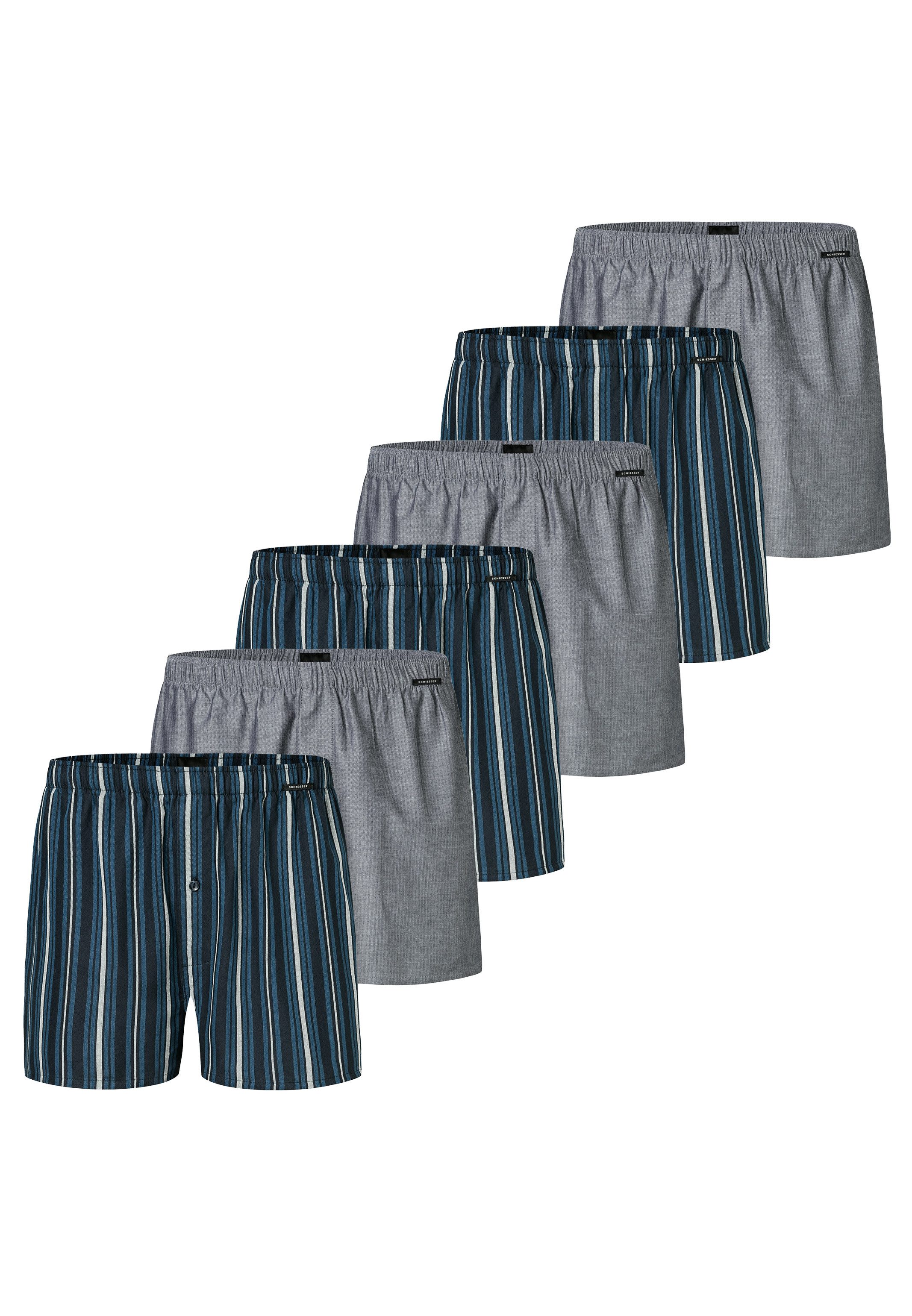 Schiesser Boxershorts 6er Pack Web (Spar-Set, 6-St) Boxershorts - Baumwolle günstig online kaufen
