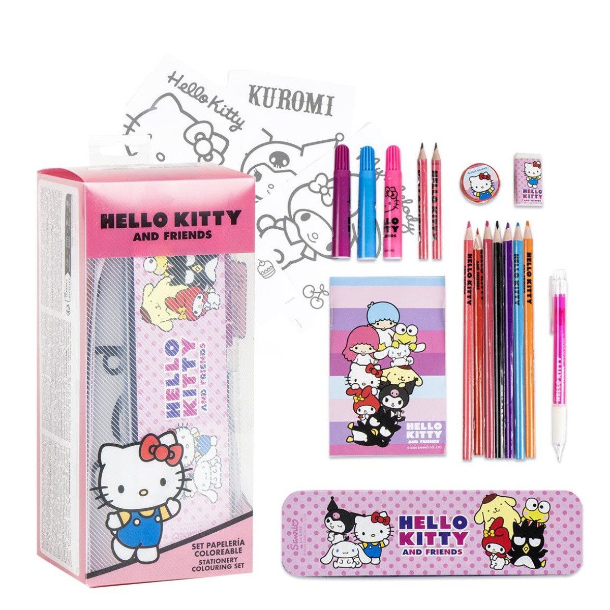 Cerda Schreibtischunterlage Hello Kitty Mal- und Schreibwaren-Set – Kinder Kreativset mit Zubehör