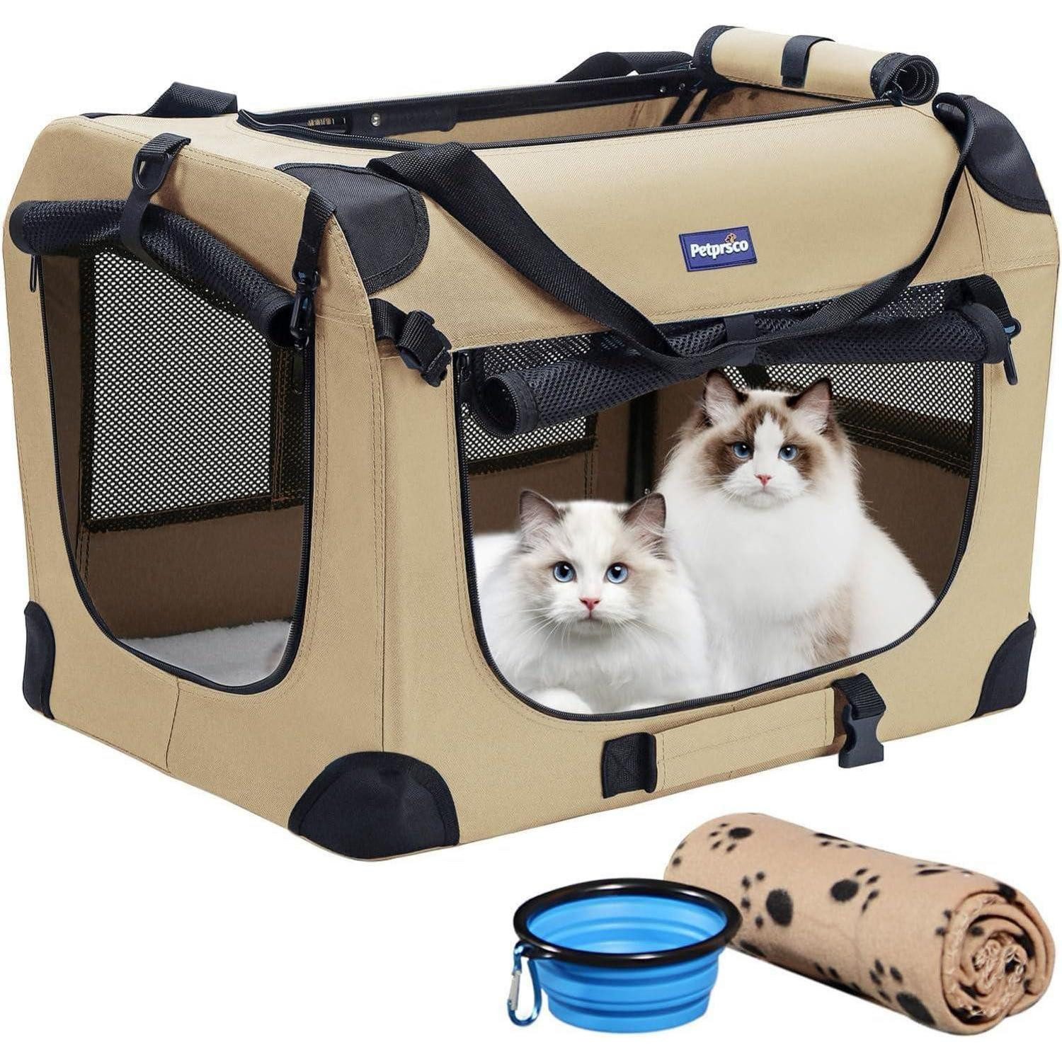 LuxusKollektion Hunde-Transportbox Transportbox weiche Seiten 60x42x42cm Beige