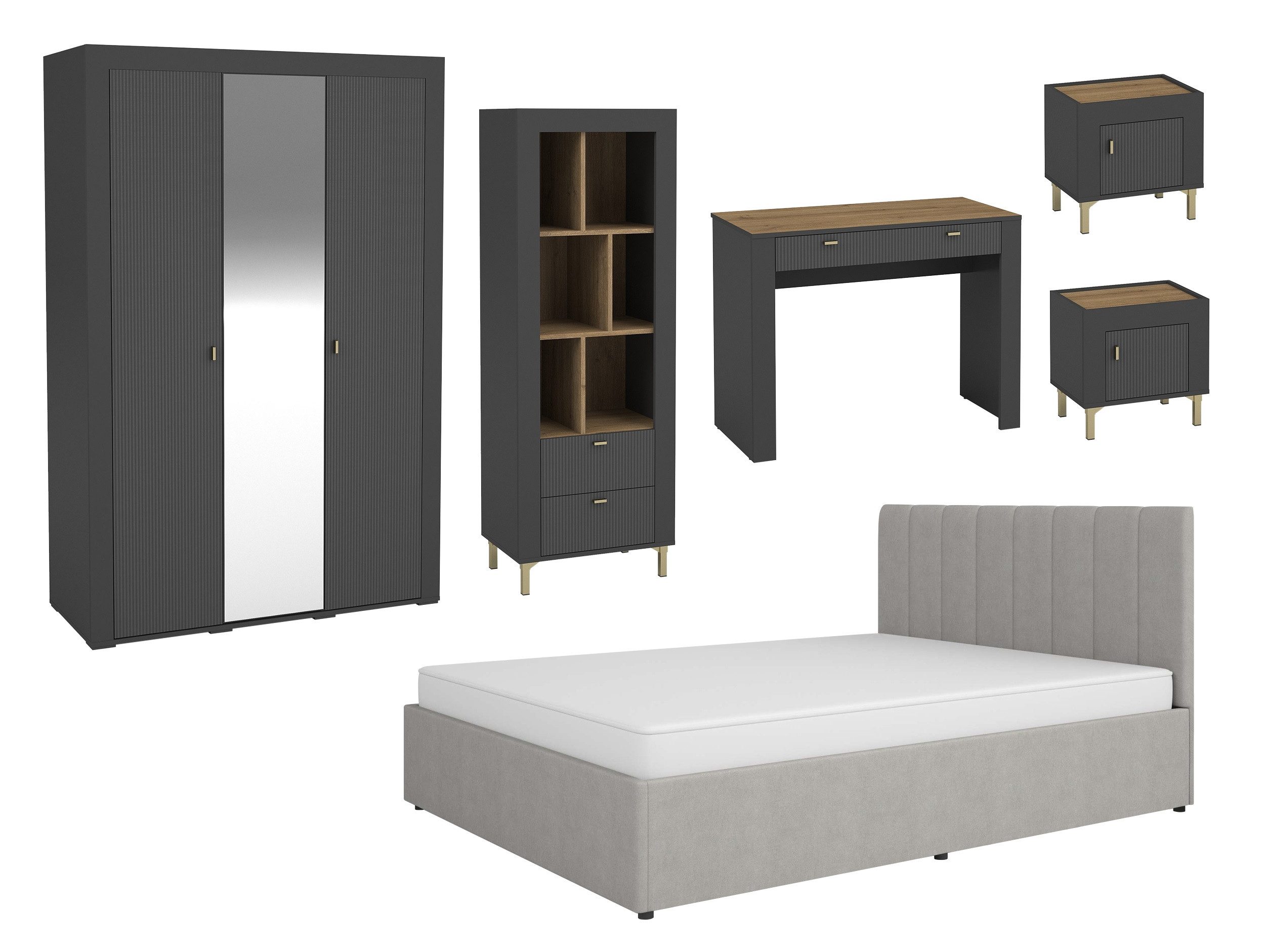 Schwarz - Eiche - Hellgrau