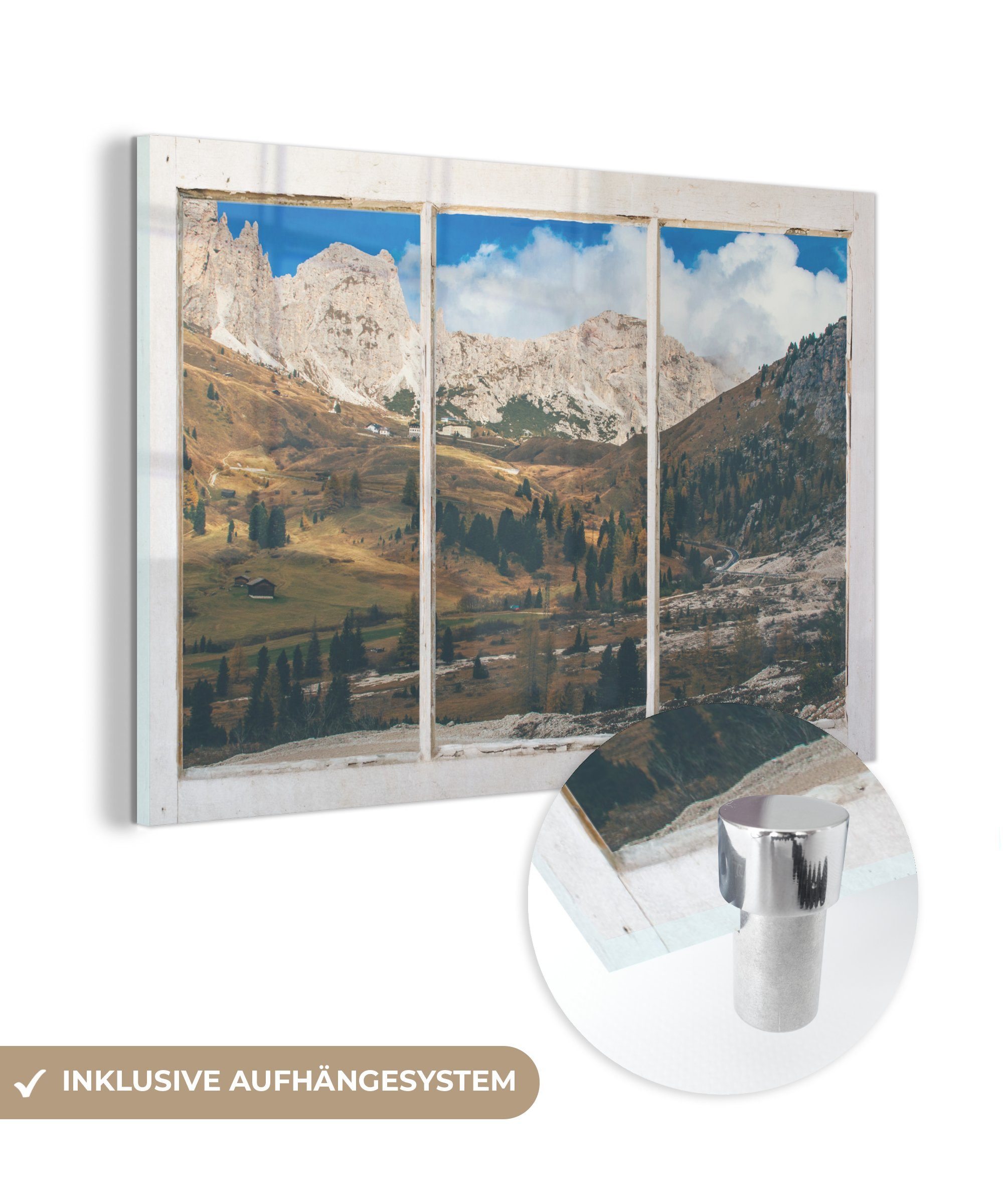 MuchoWow Acrylglasbild Wanddekoration Natur Bilder - Glas St), Glas - auf Glasbilder Foto Aussicht - Berge, auf - Wandbild (1 