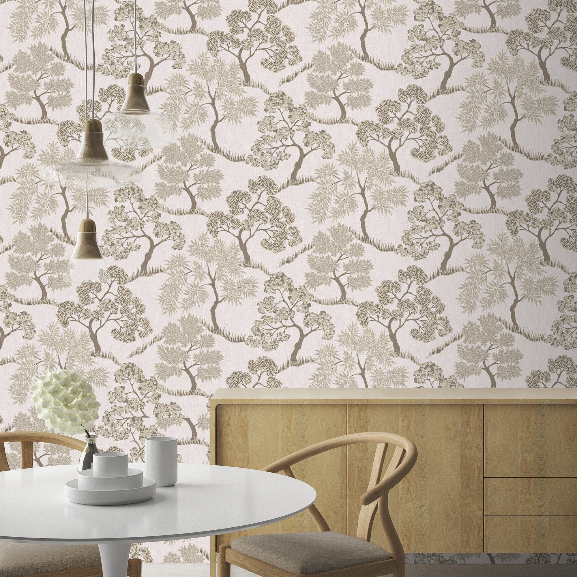 Sublime Vliestapete TREES NATURAL GOLD, geprägt, floral, (1 St), Design Tapeten