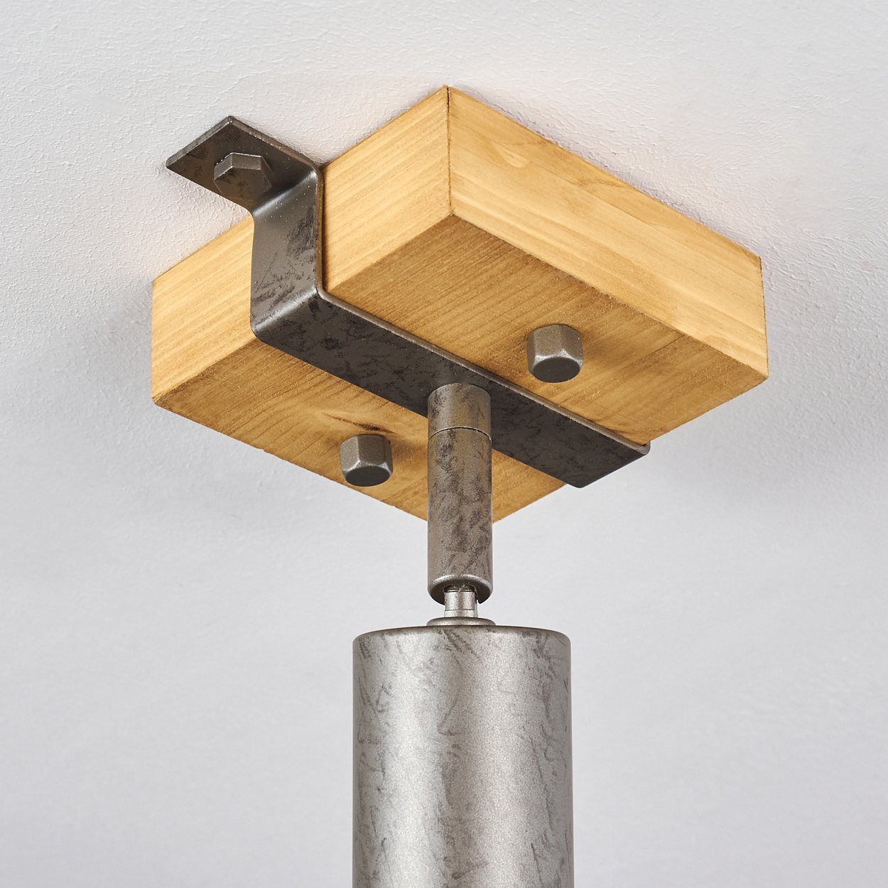 Grau/Natur, ohne hofstein Fassung, in 1xE27 Deckenleuchte im Metall/Holz aus Leuchtmittel, Wandlampe »Faro« Wandspot Industrial-Design verstellbare
