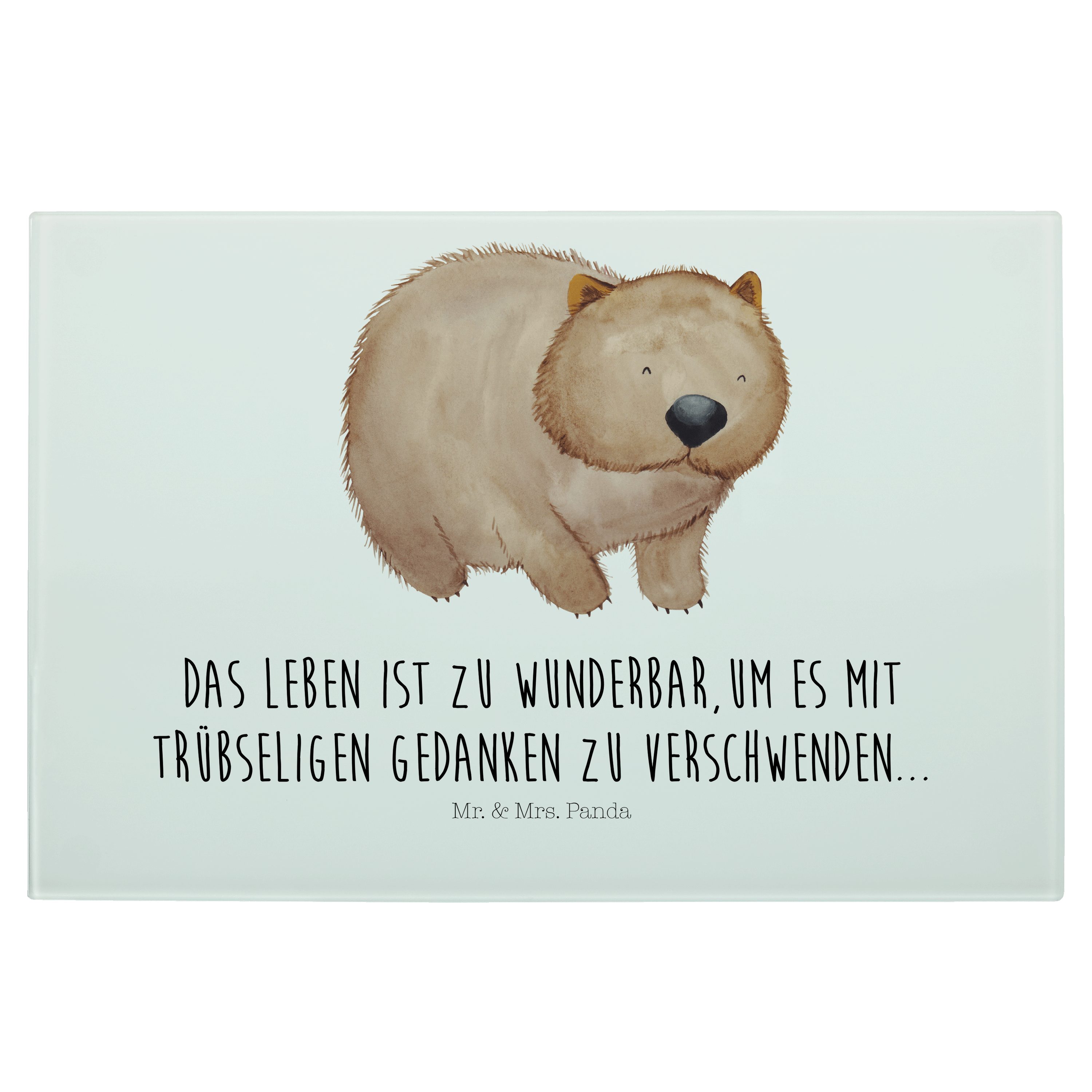 Panda Motivation, Servierbrett & Mr. Geschenk, - Premium Glasschneidebrett, Tiermotive, - (1-St) Glas, Mrs. Weiß Wombat